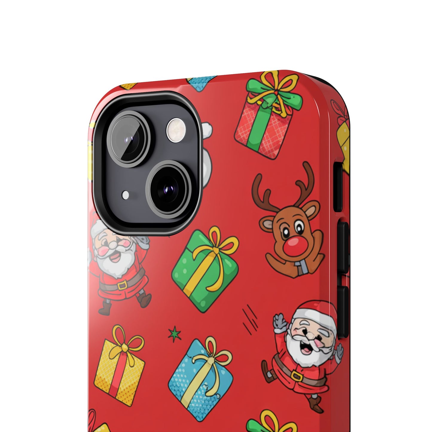 Festive Santa and Reindeer Tough Phone Case - Christmas Holiday Design
