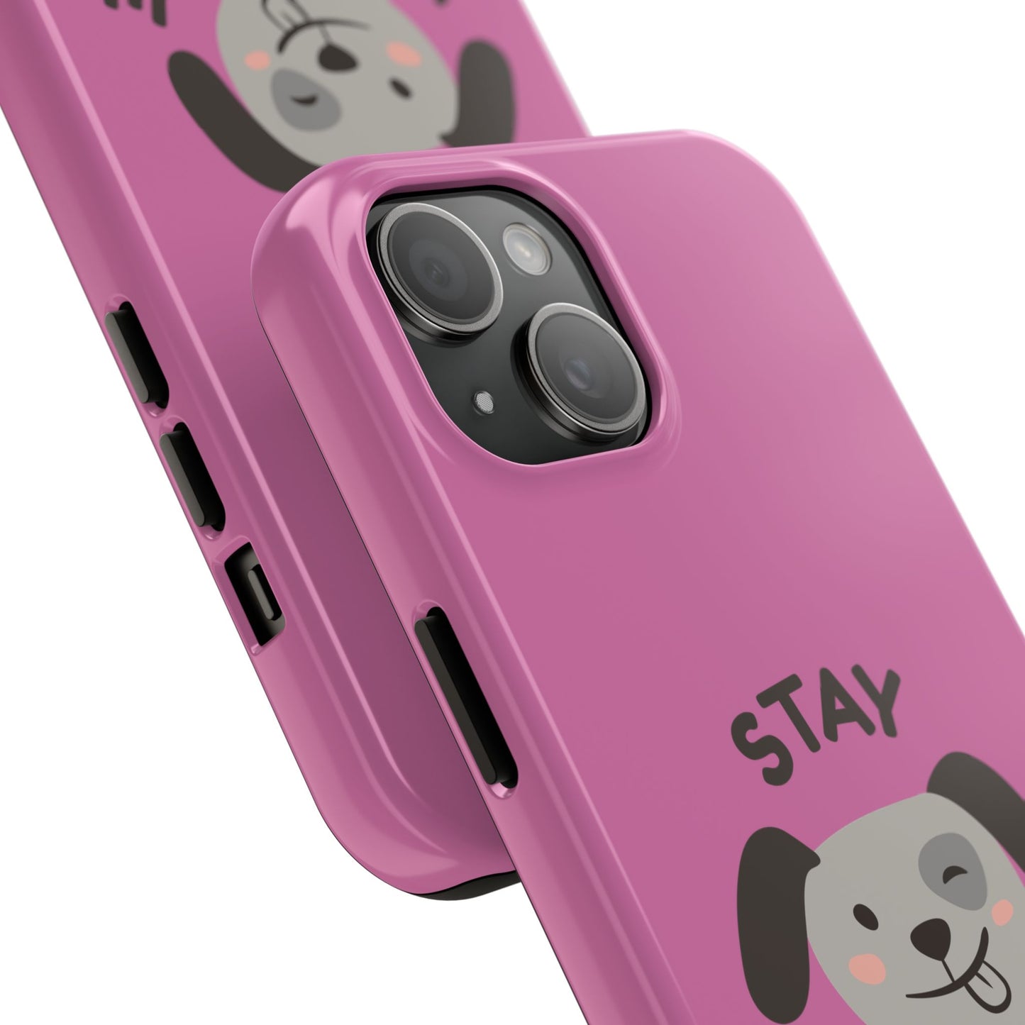 Pink Stay Pawsitive Tough Phone Case - Dog Funny Design - for iPhone