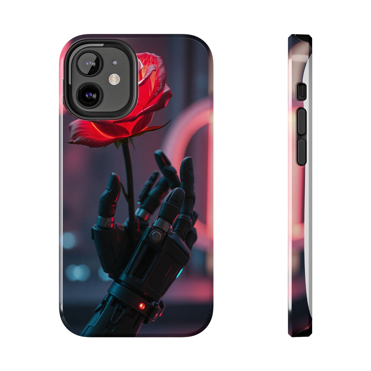 Futuristic Tough Phone Case with Robotic Rose Design | Durable Protection