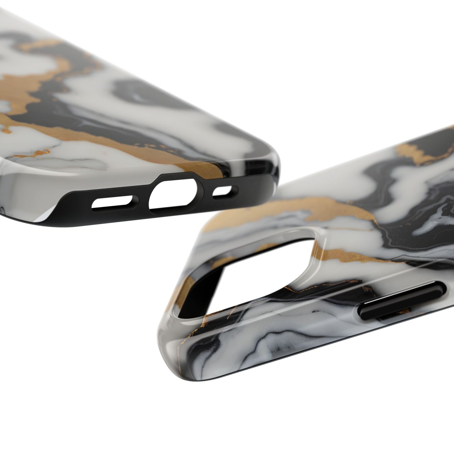 Elegant Gold Marble Tough Phone Case - Stylish Protection for Your iPhone