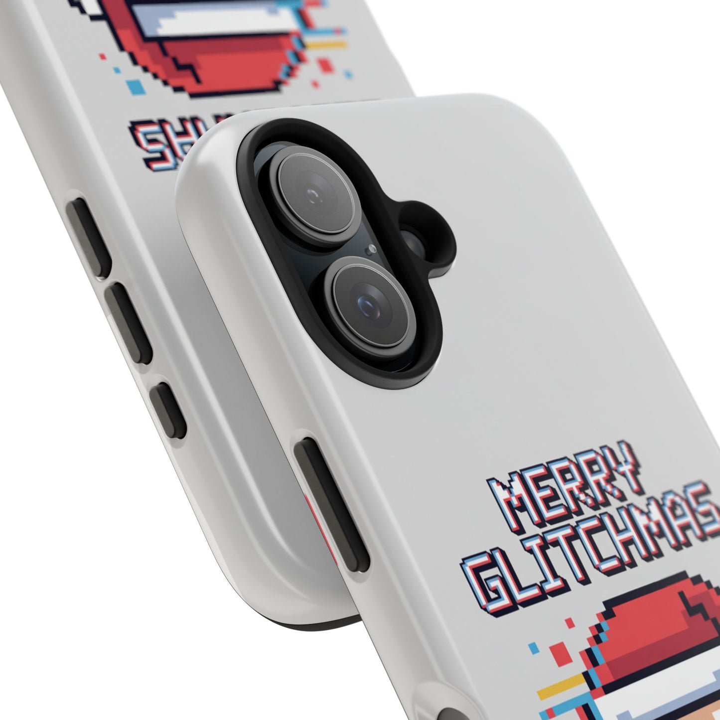 Merry Glitchmas Phone Case - Christmas Pixel Art Design for iPhone