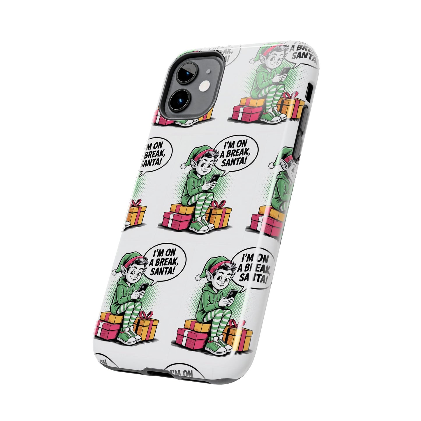 Christmas Elf Tough Phone Case - I'm on a Break, Santa Pattern!