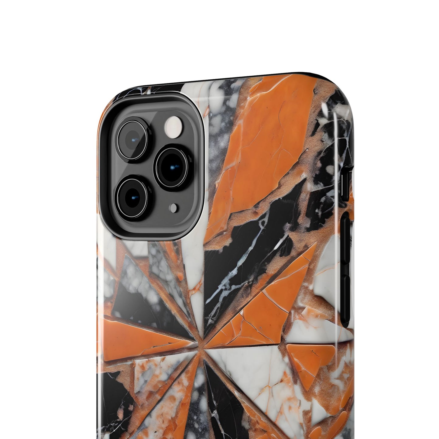 Shattered Pieces Marble Black and Orange Tough Phone Case - for iPhone