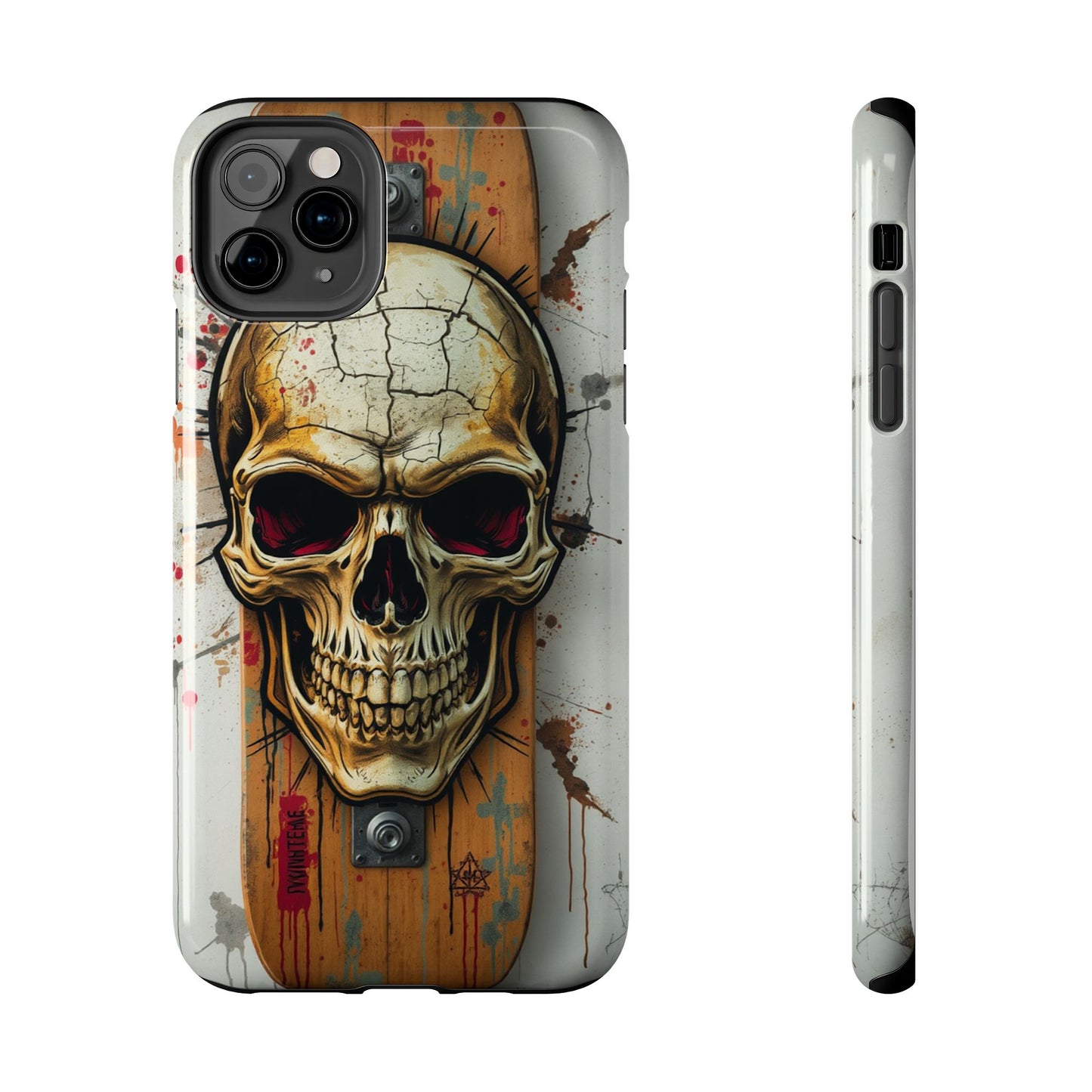 Edgy Skull Tough Phone Case - Durable Protection for Skateboard Enthusiasts