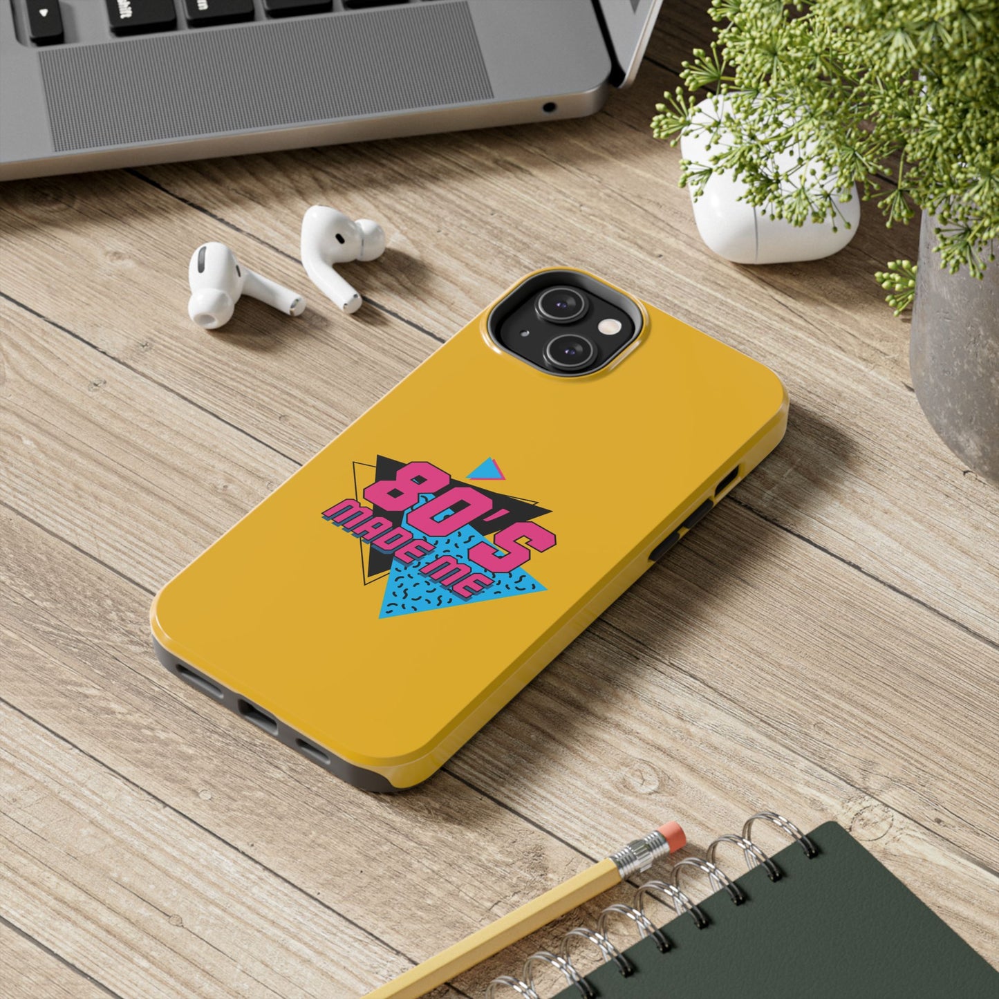 80's Made Me Tough Phone Case - Retro Yellow Silicone Cover - for iPhone