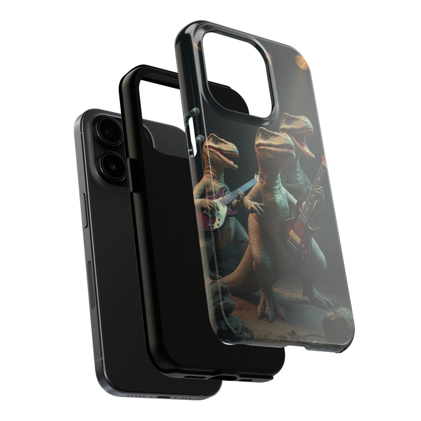 Rockin' Dinosaur Tough Phone Cases - Perfect for Music Lovers and Kids!