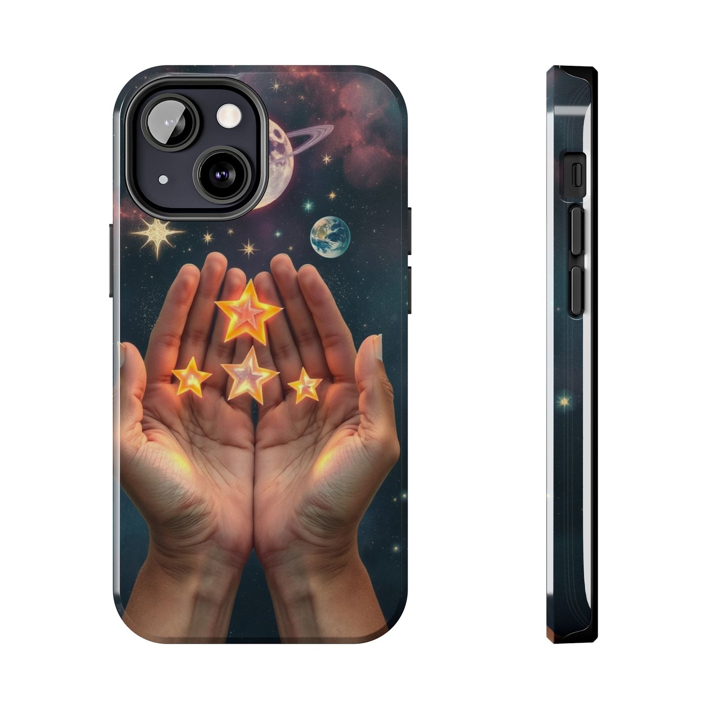 Galaxy Hands Tough Phone Case - Celestial Design for Star Lovers