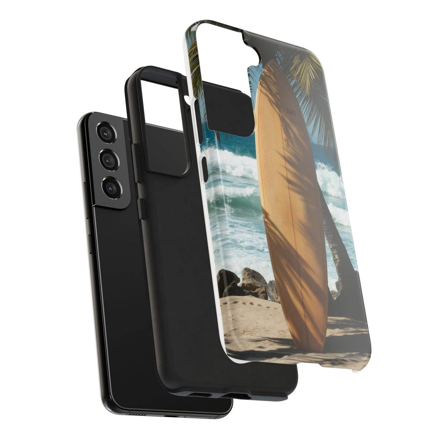 Tough Surfing Phone Case - Beach Vibes with Palm Trees & Surfboard