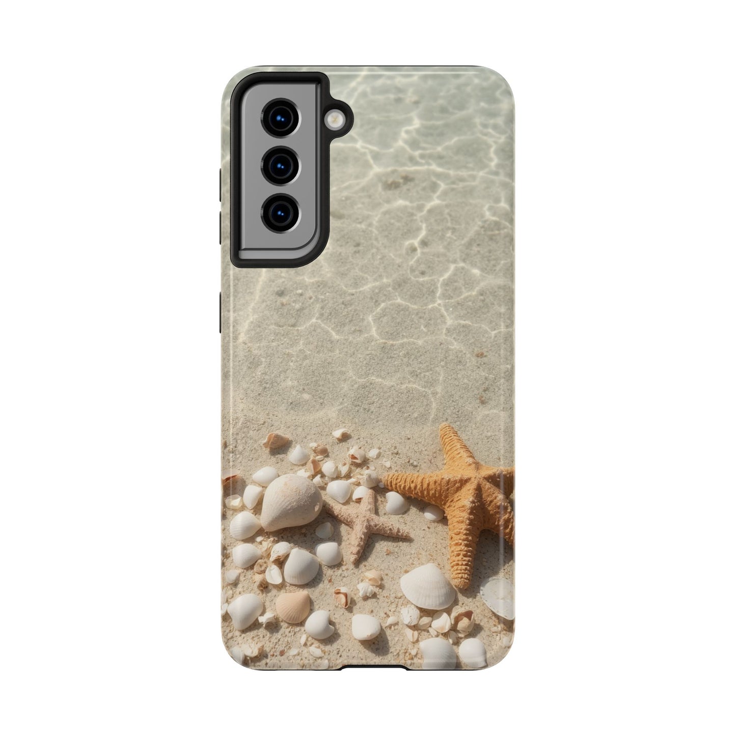 Beach-Inspired Tough Phone Case with Starfish and Seashell Design