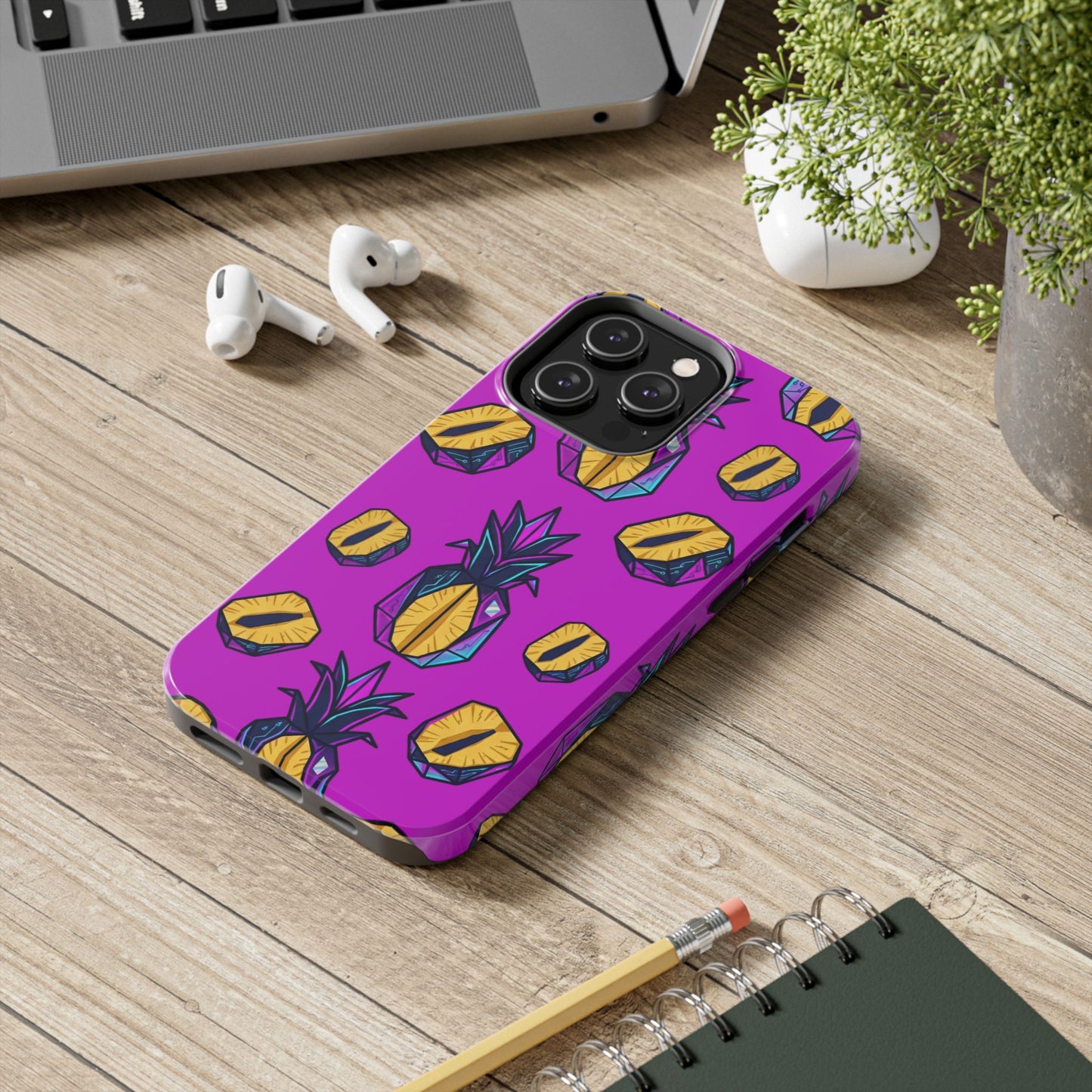 Cyberpunk Origami Pineapple iPhone Case