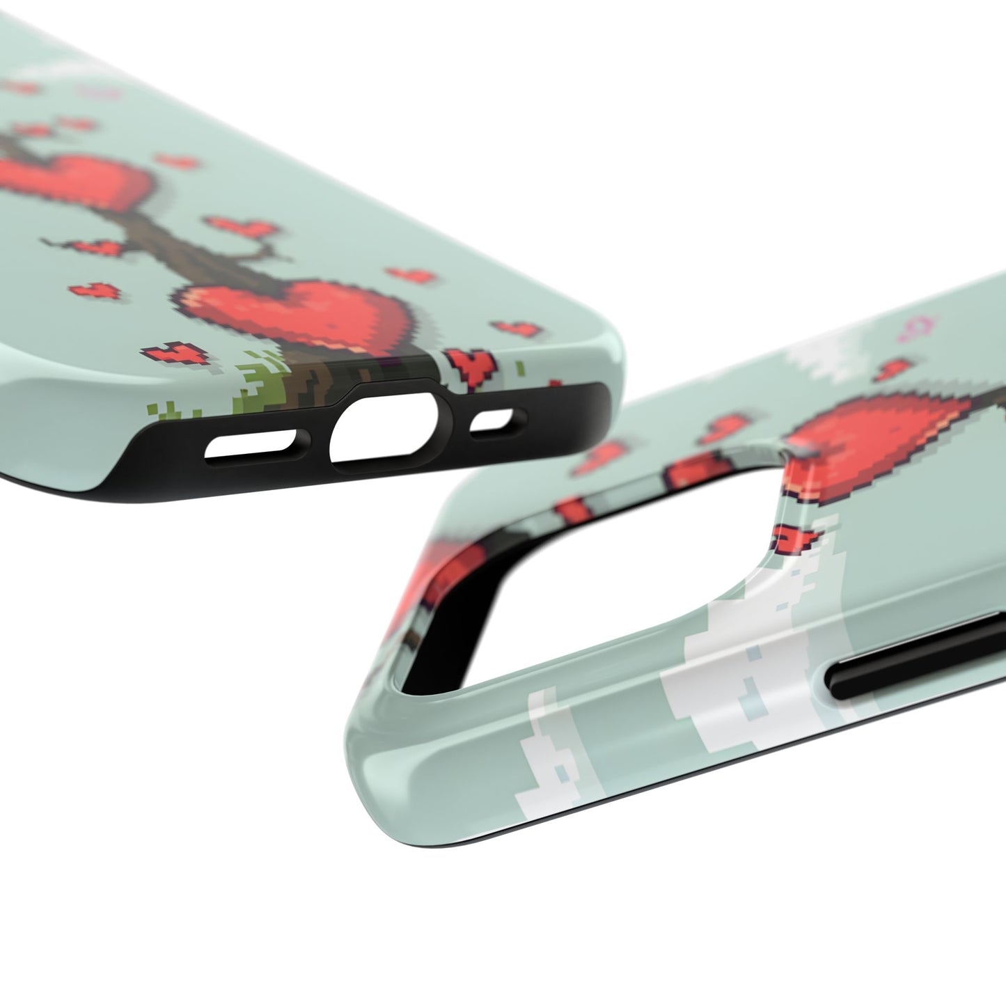 Pixelated Love Hearts Tree | Tough Phone Case - Cute Design - for iPhone