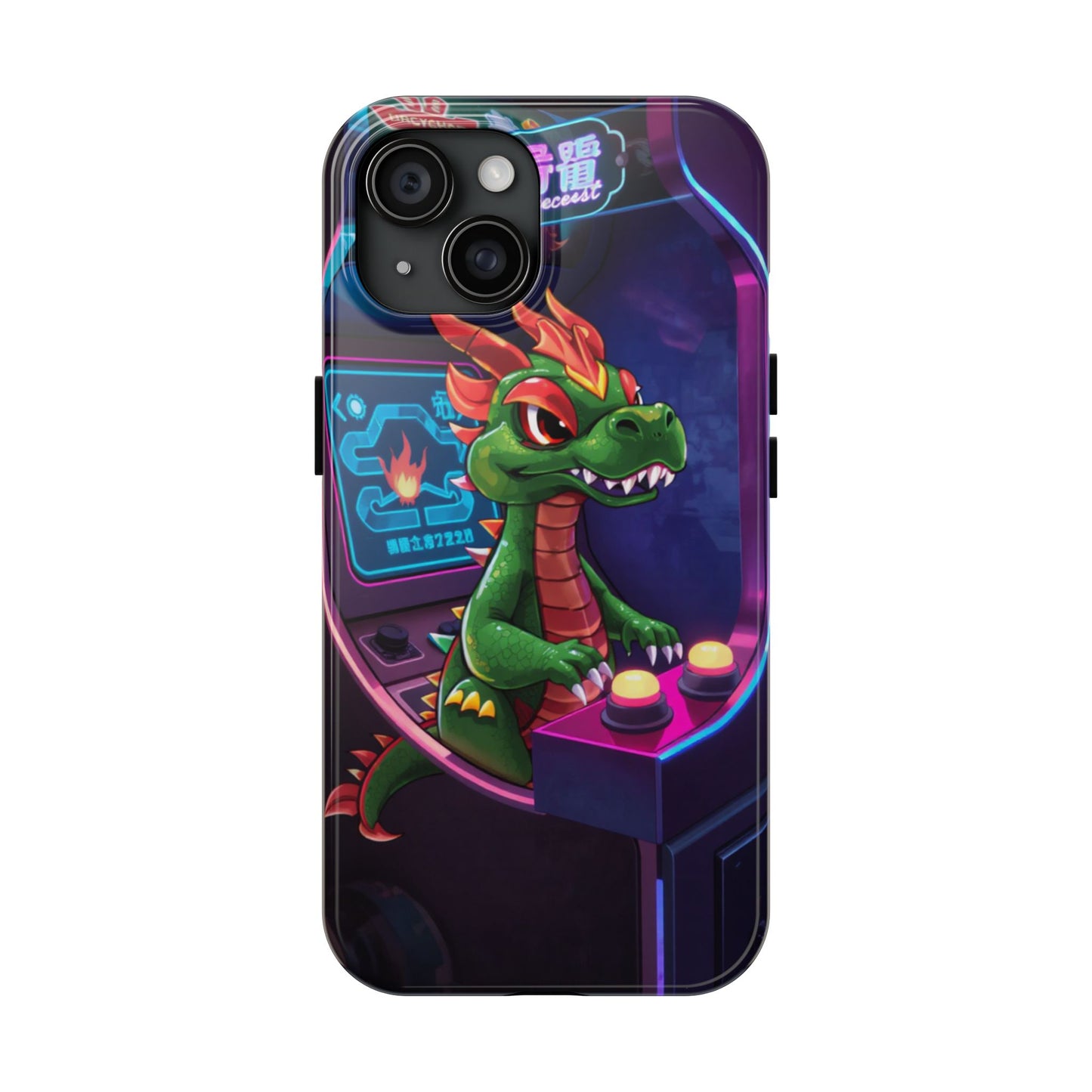 Retro Gamer Tough Phone Case with Dragon Design