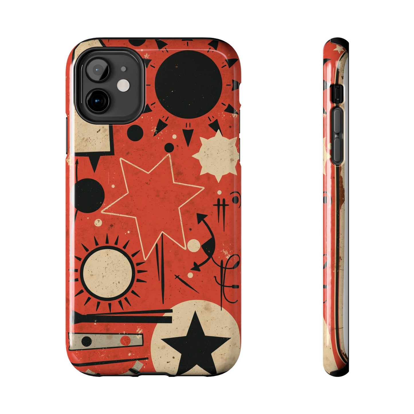 Retro Bold Tough Phone Case - Unique Geometric Design - for iPhone