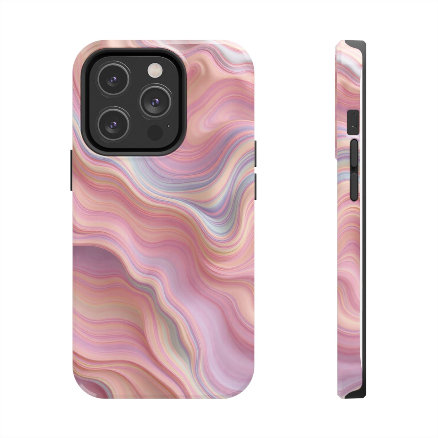Stylish Tough Phone Cases - Abstract Pink Marble Design