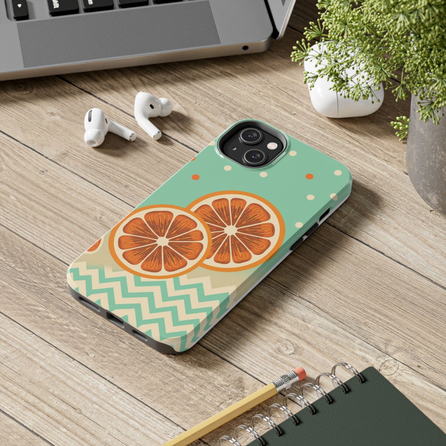 Citrus Vibe Tough Phone Case - Fun Orange Slice Design