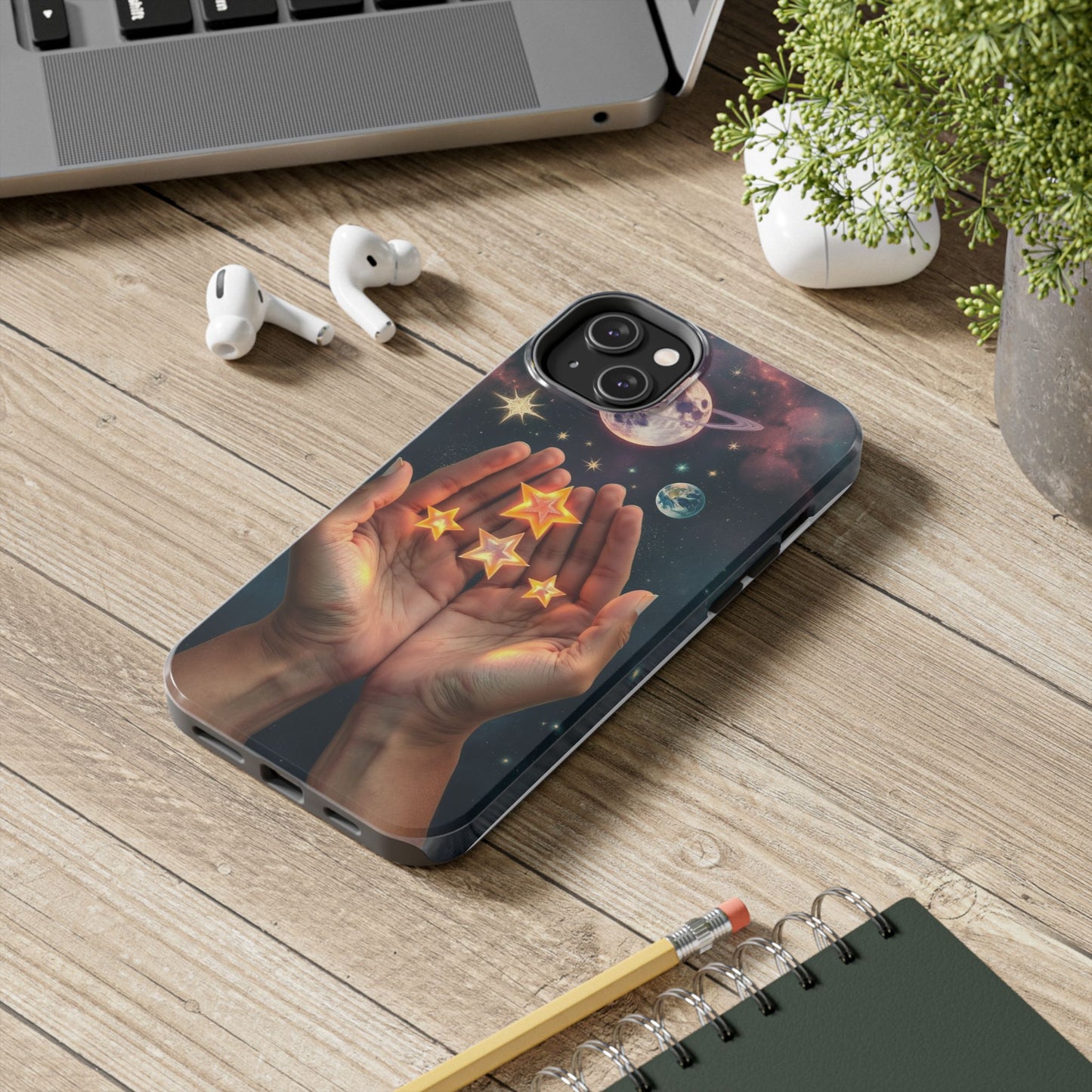 Galaxy Hands Tough Phone Case - Celestial Design for Star Lovers