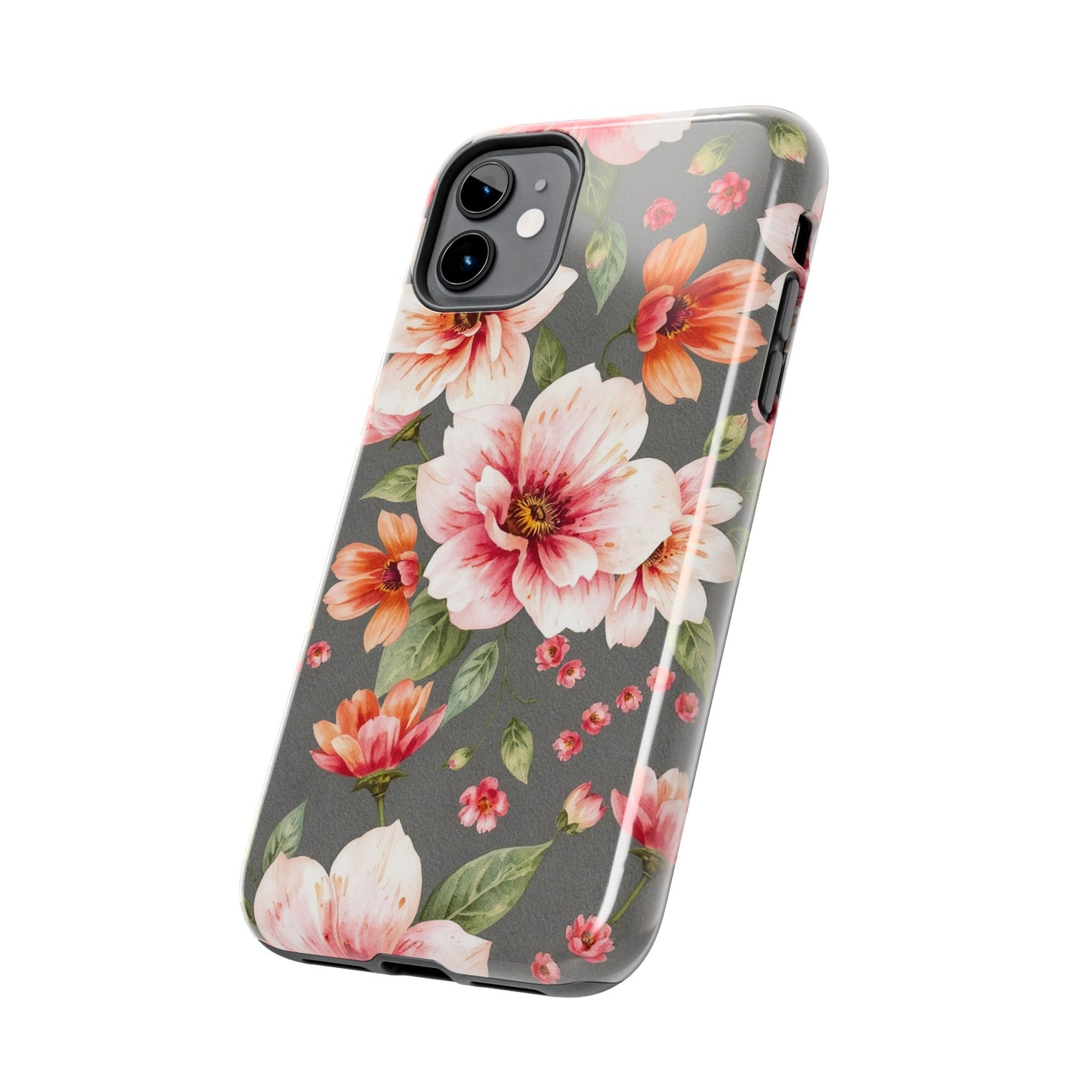 Floral Pink Tough Phone Case - Stylish & Durable Floral Design - for iPhone