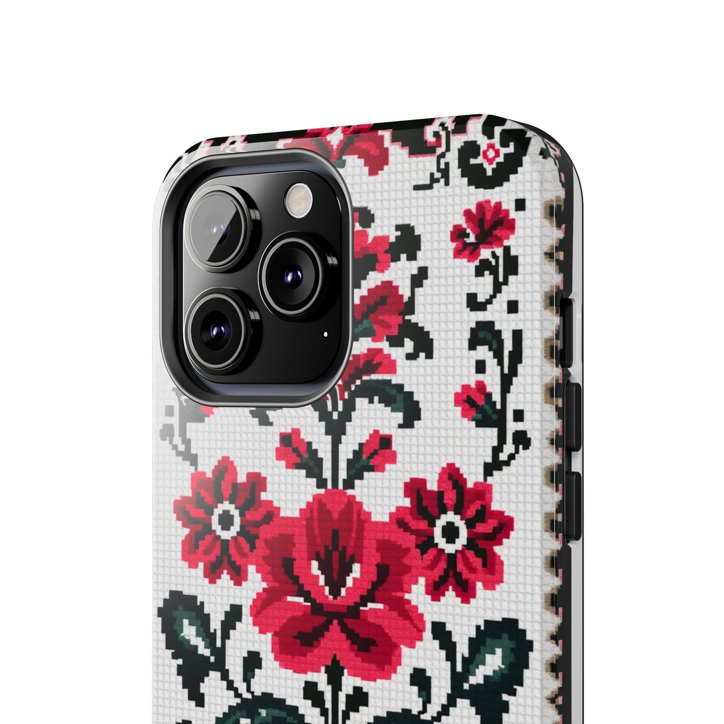 Traditional Floral Knit Tough Phone Cases - Durable Protection with Vintage Style - for iPhone
