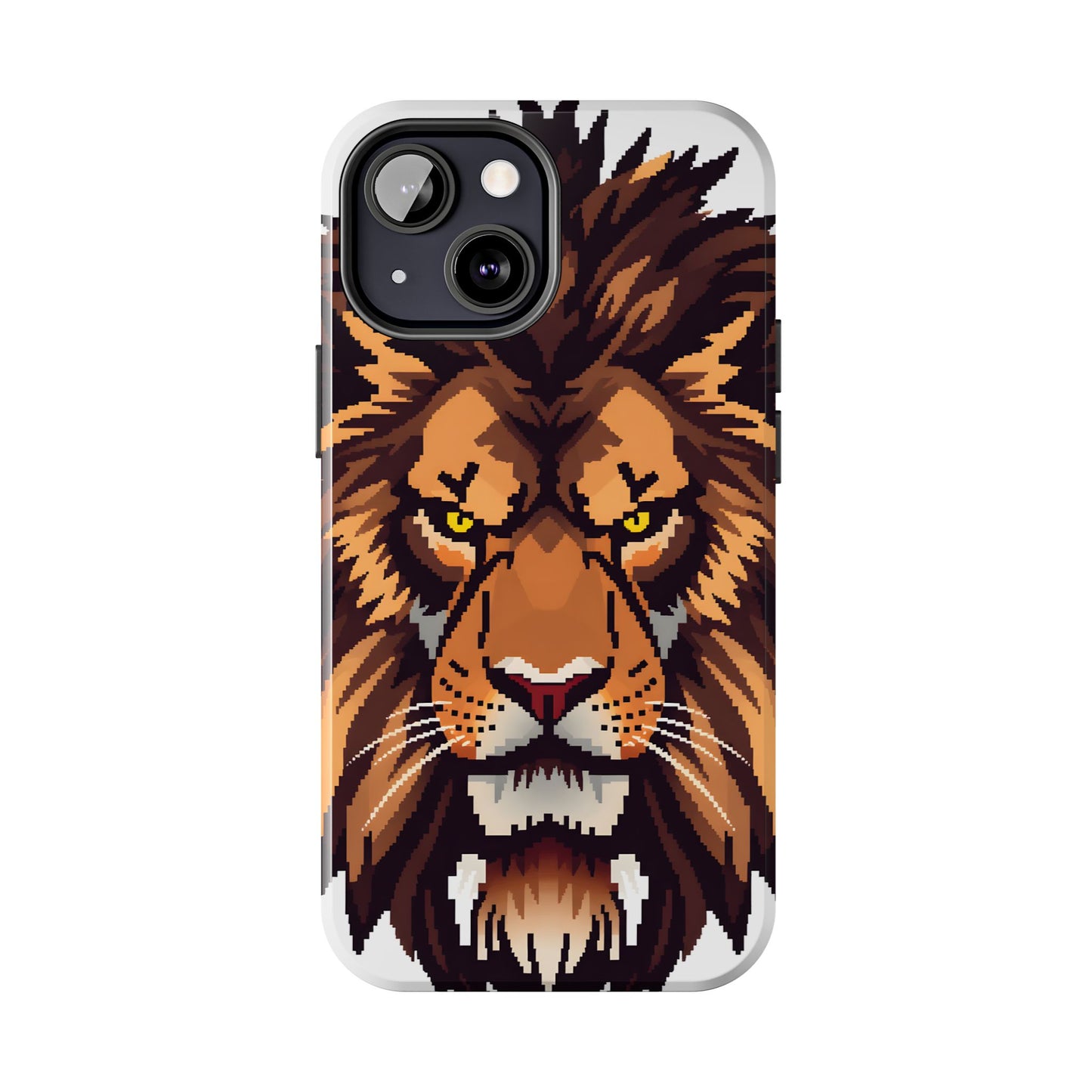 Fierce Pixelated Lion Tough Phone Case - Durable Design for Animal Lovers - for iPhone