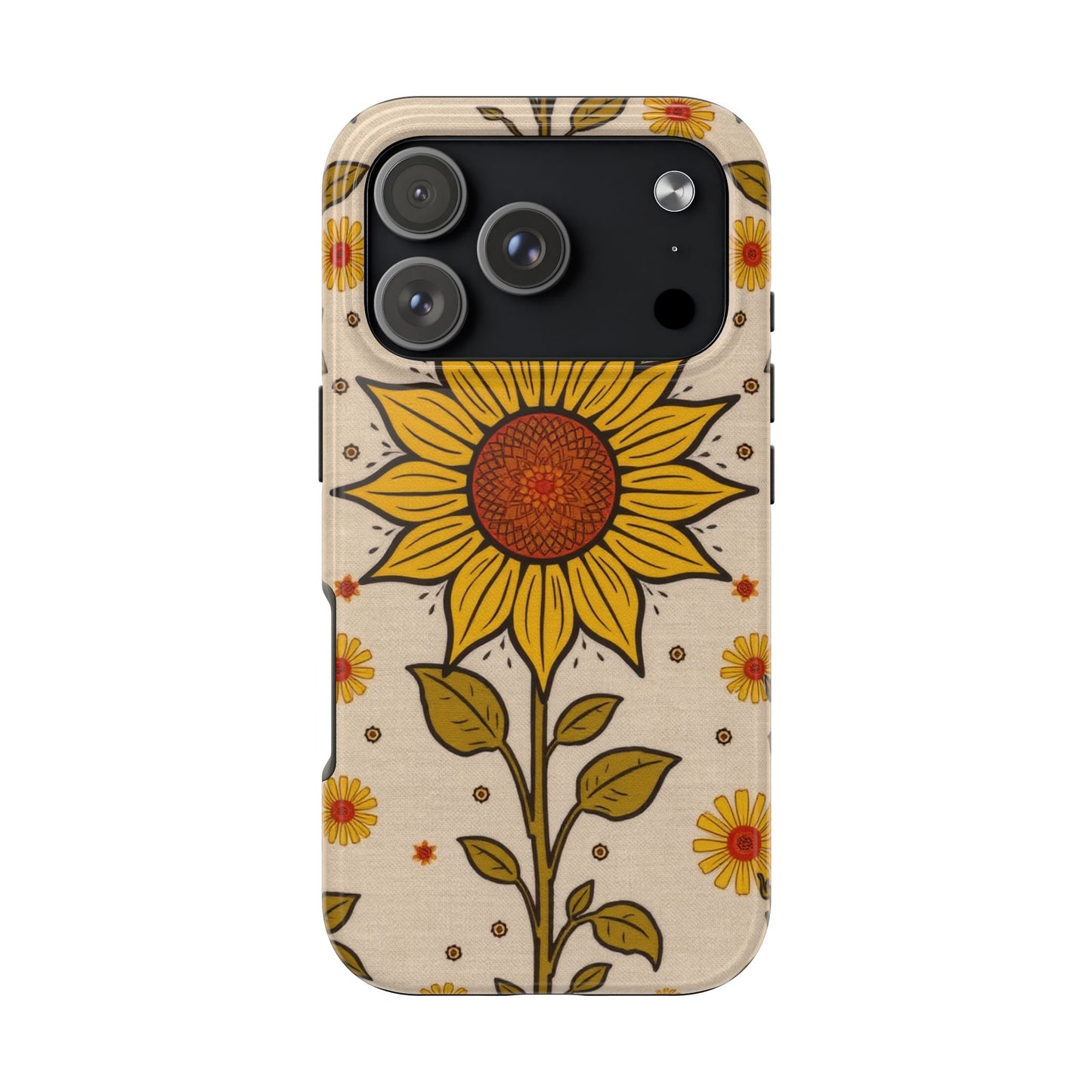 Bright Sunflower Origins Tough Phone Case - Floral Design for Nature Lovers - for iPhone