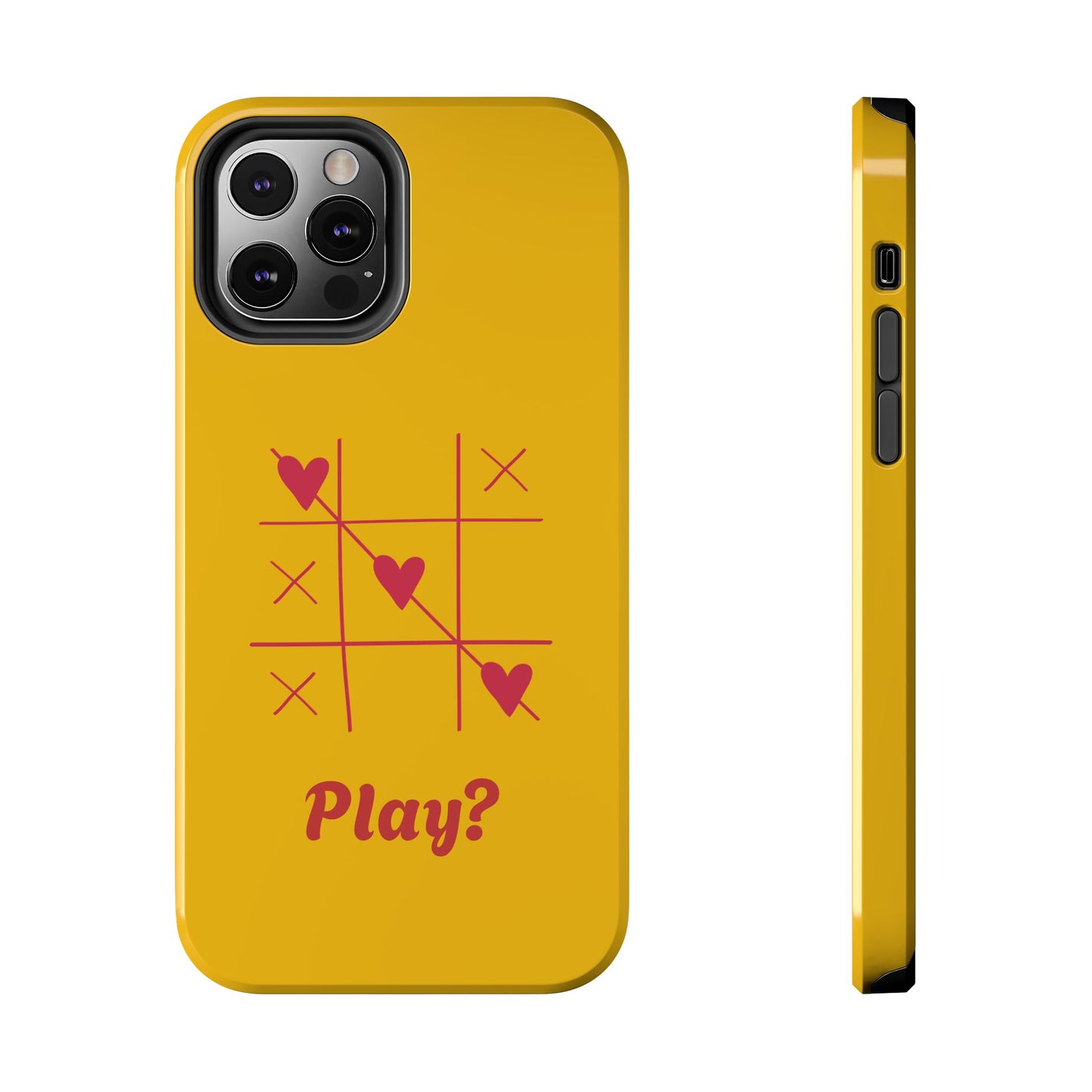 Heart Game Tough Phone Case - Fun Yellow Design for Gamers & Loved Ones - for iPhone