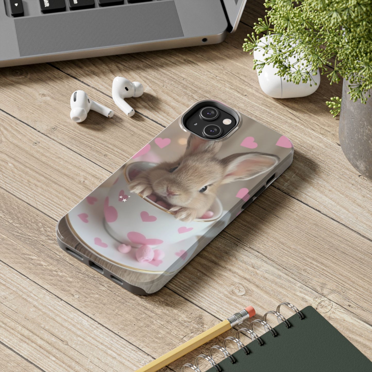 Adorable Bunny Phone Case with Heart Design - Cute Gift for Animal Lovers