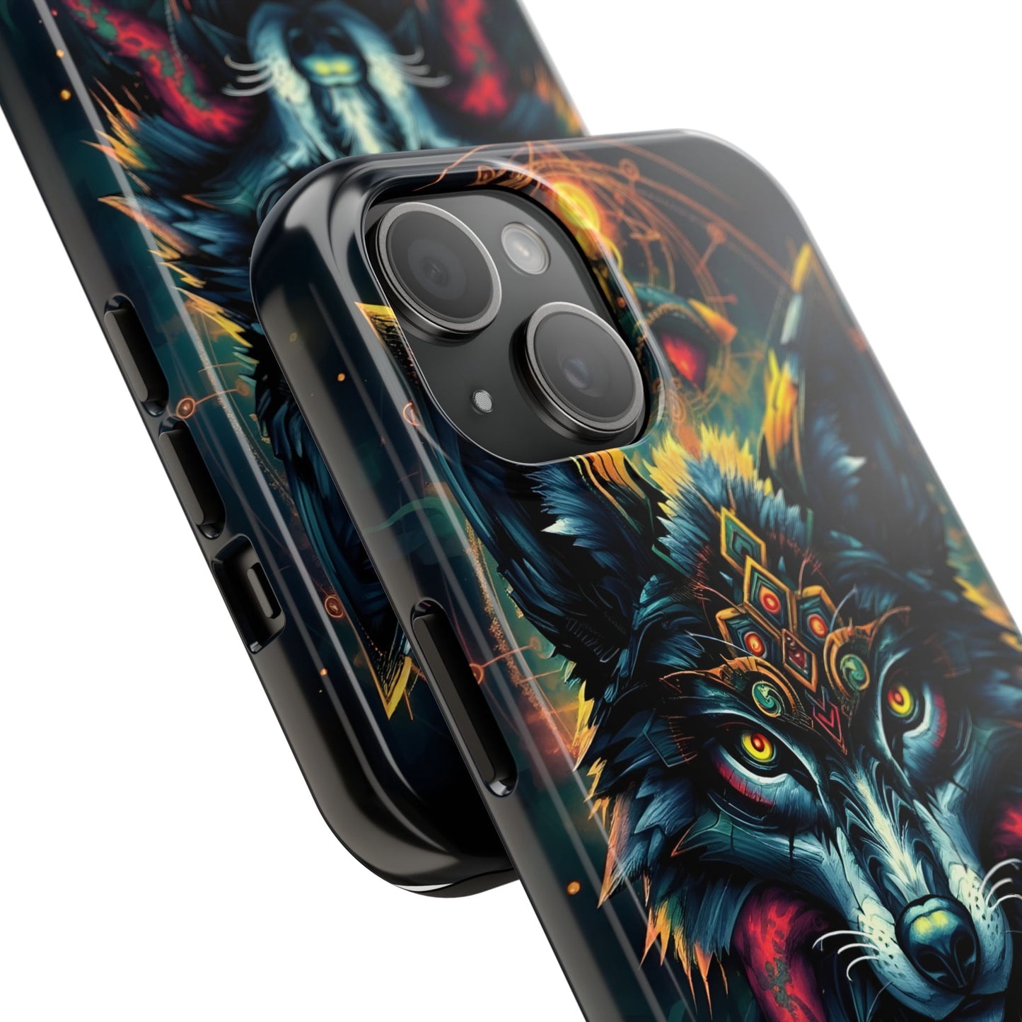 Vibrant Mystical Wolf Art Tough Phone Case - Durable & Unique Design for Animal Lovers - for iPhone