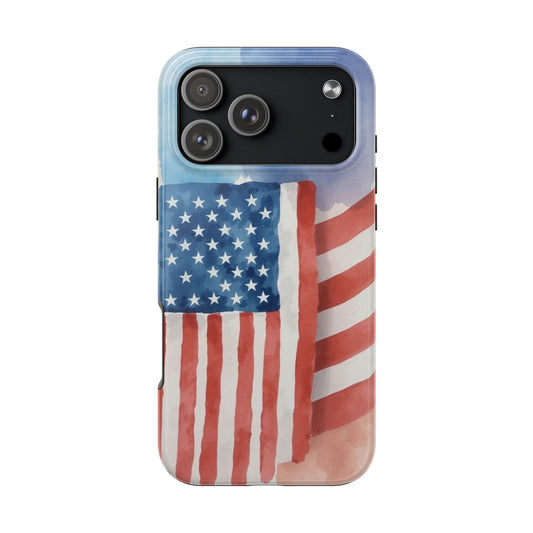 Abstract Watercolor American Flag Design - Tough Phone Case - for iPhone
