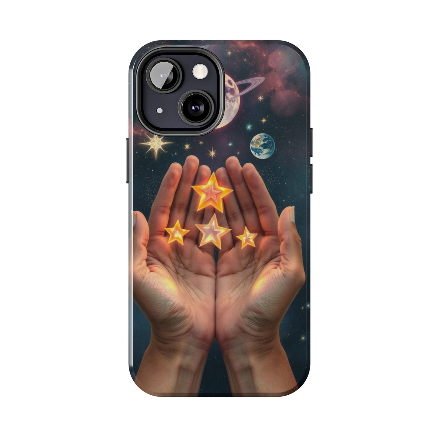 Galaxy Hands Tough Phone Case - Celestial Design for Star Lovers