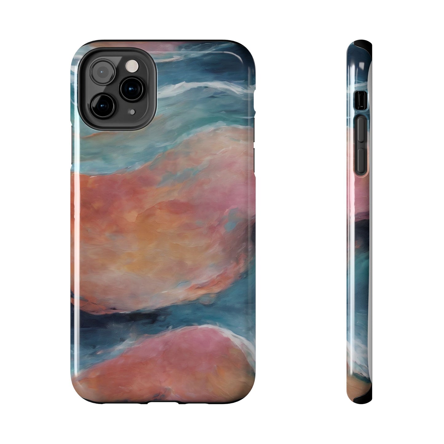 Artistic Painted Sea Tough Phone Case - Abstract Waves Design - for iPhone