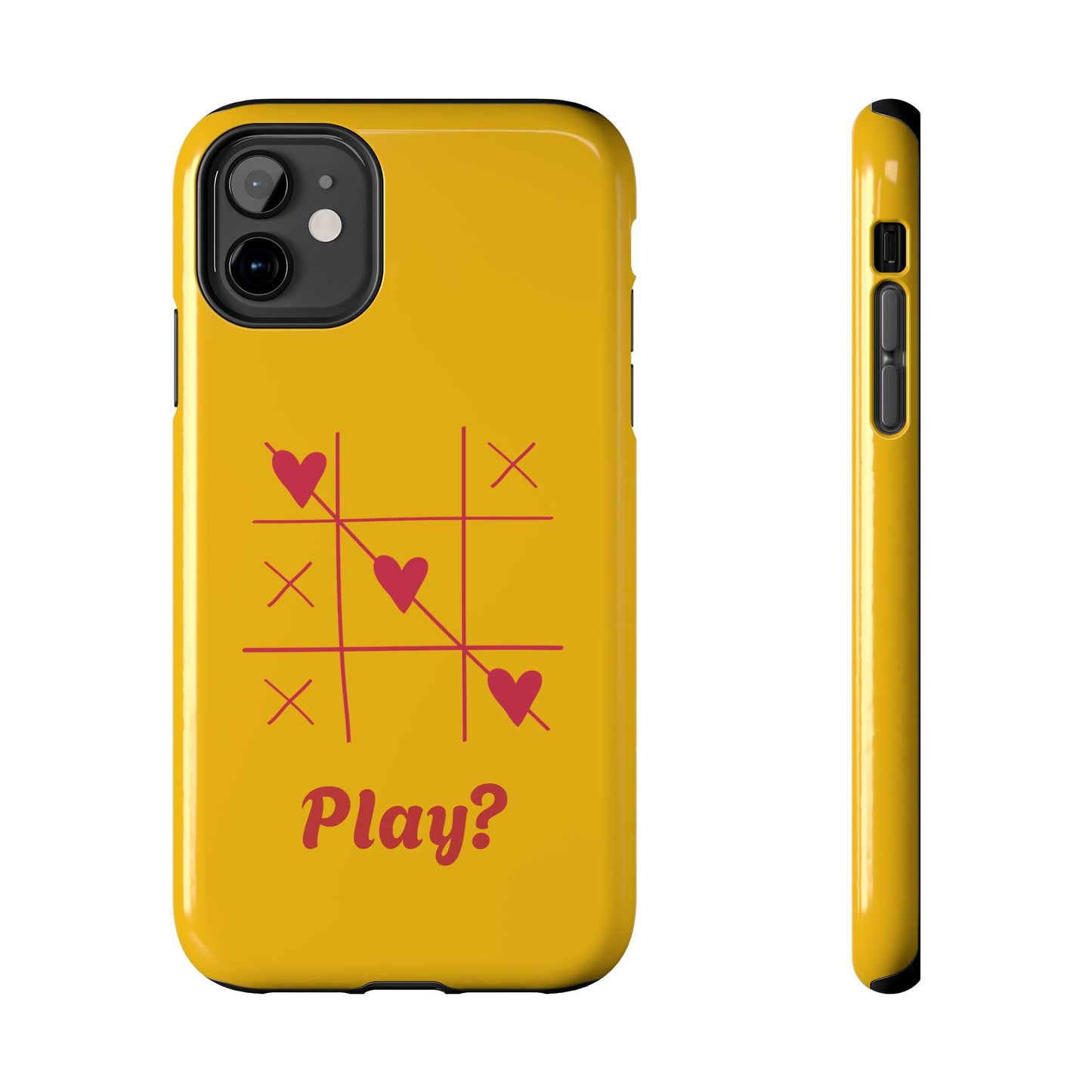 Heart Game Tough Phone Case - Fun Yellow Design for Gamers & Loved Ones - for iPhone