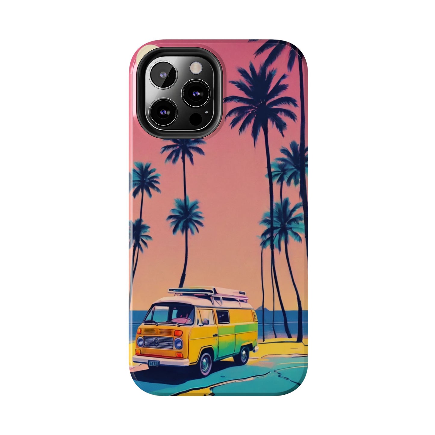 Tropical Beach Vibe Tough Phone Case - Vintage Van Design - for iPhone
