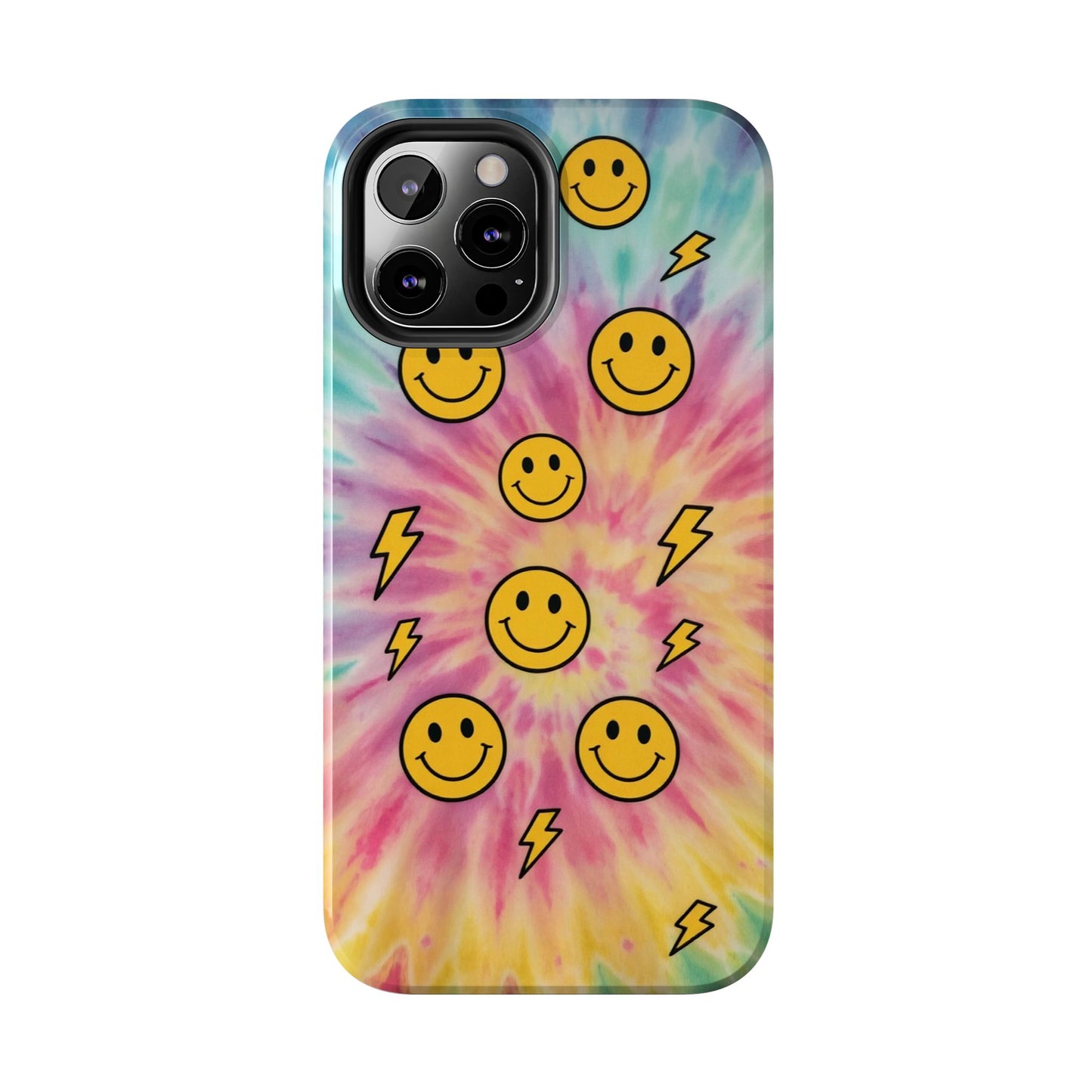 Colorful Smiley Lightning Tough Phone Case - Fun & Durable