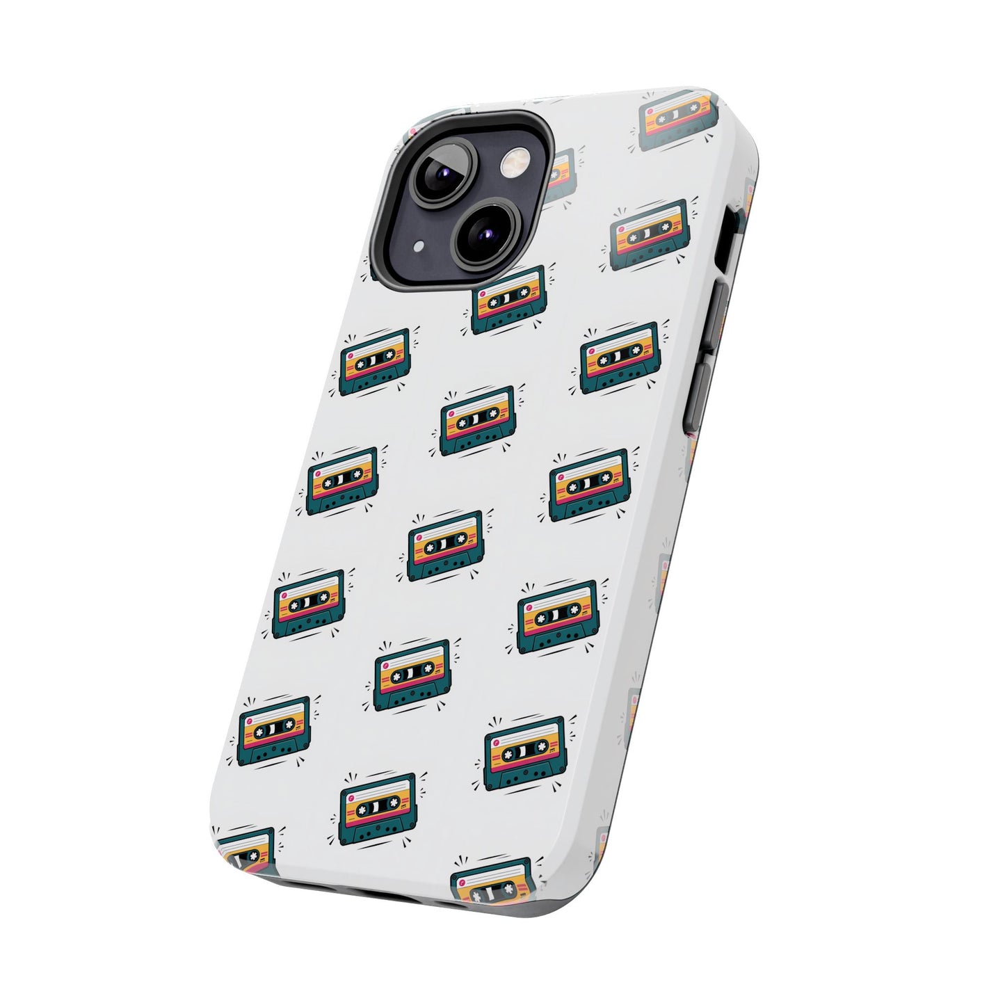 Retro Cassette Tape Phone Case Pattern - White