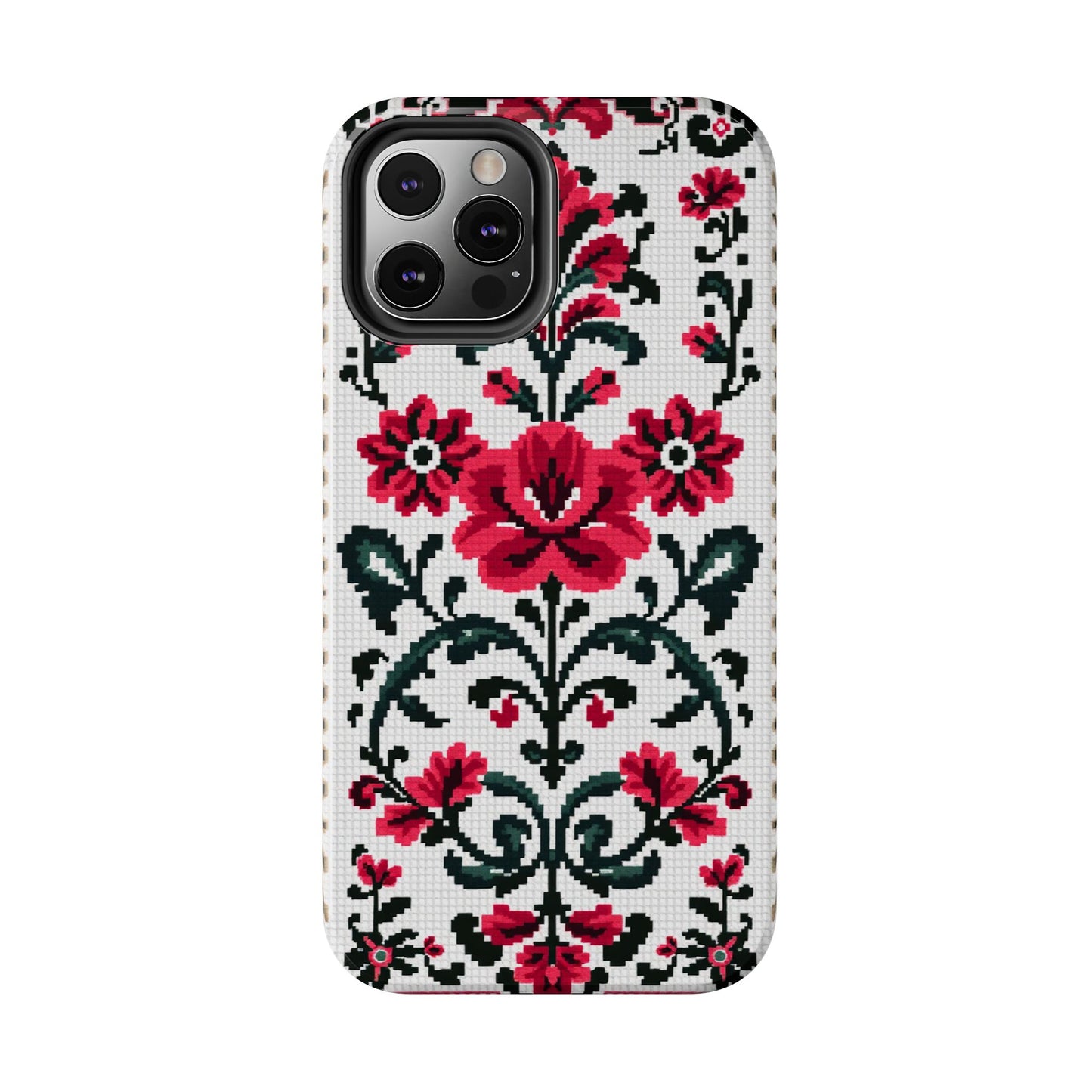 Traditional Floral Knit Tough Phone Cases - Durable Protection with Vintage Style - for iPhone