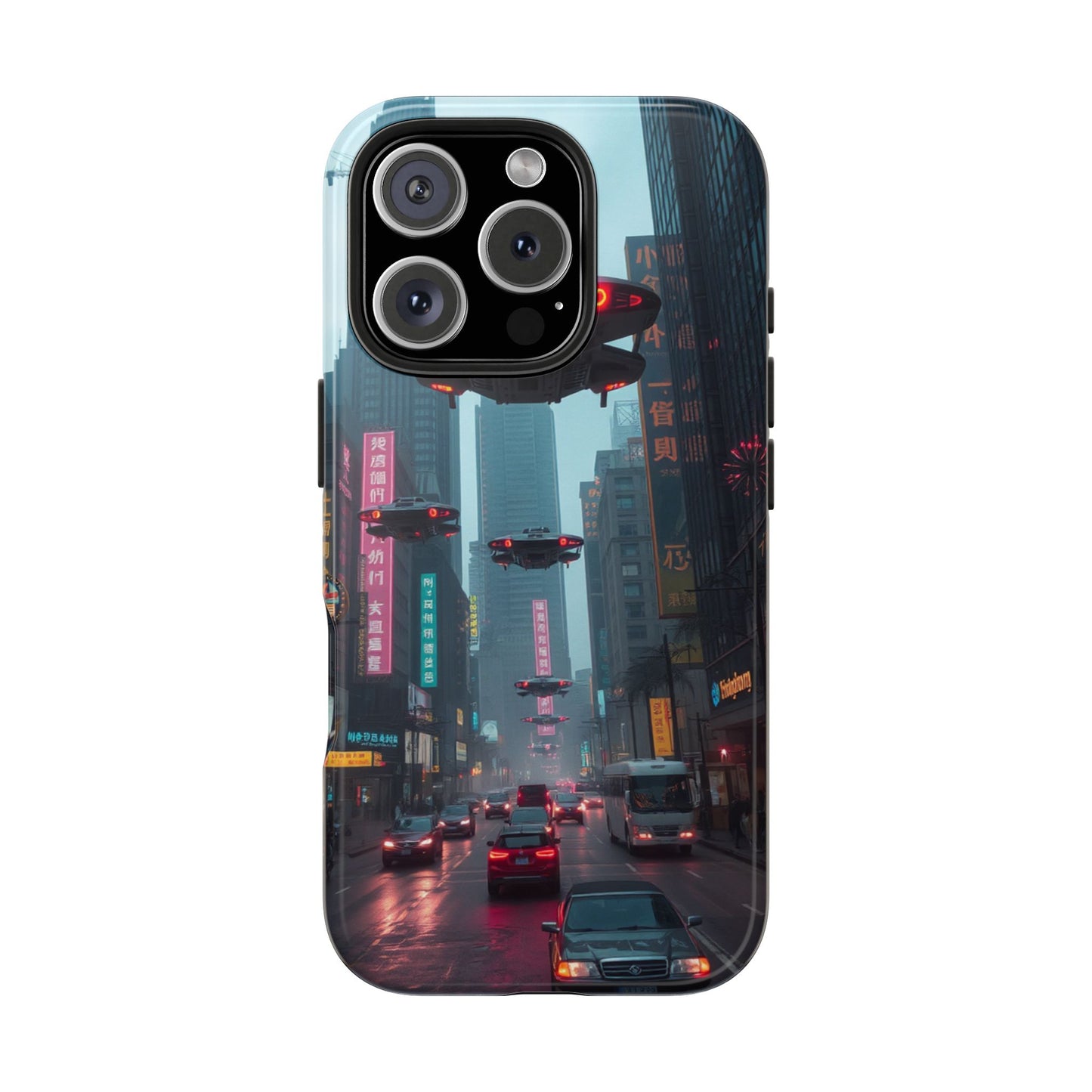 Futuristic City Tough Phone Case - Sci-Fi Design for Urban Explorers