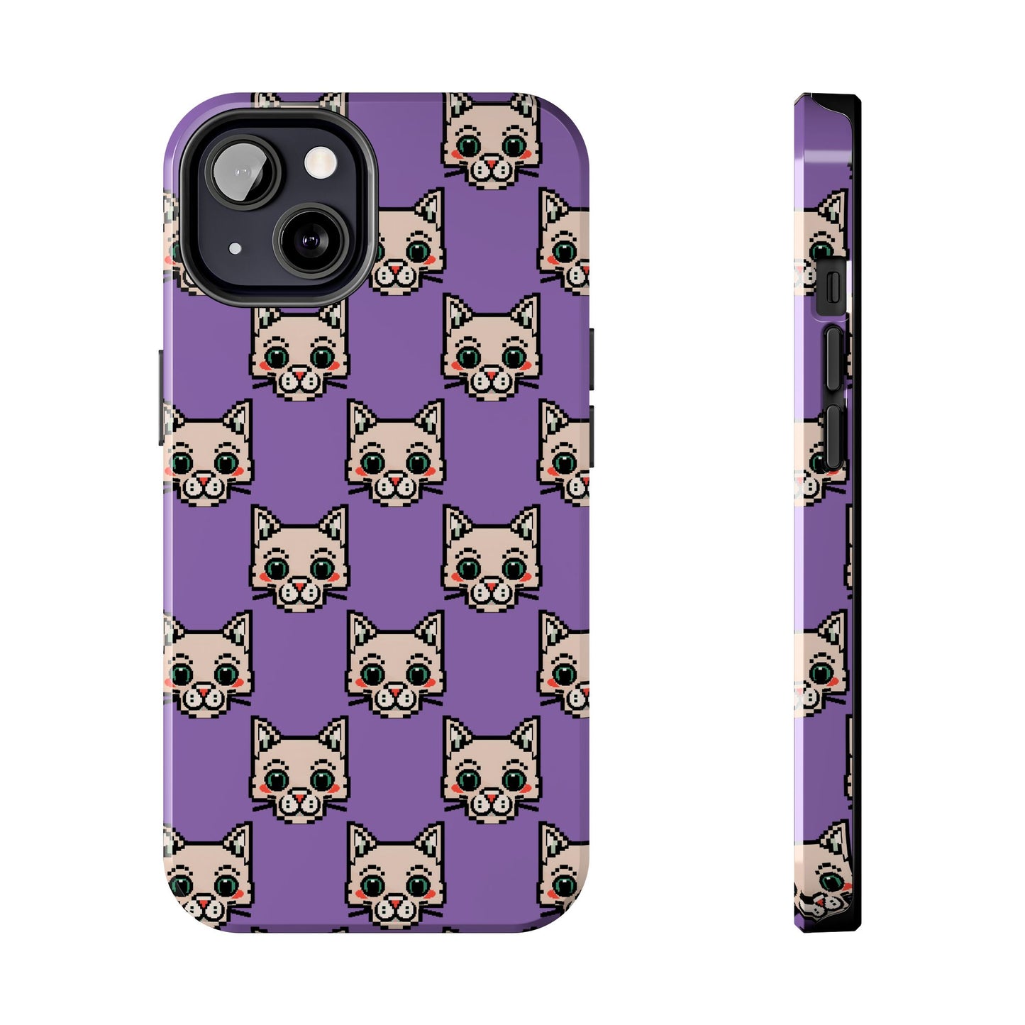 Cute Pixel Cat Tough Phone Case – Fun and Durable Protection for Cat Lovers - for iPhone
