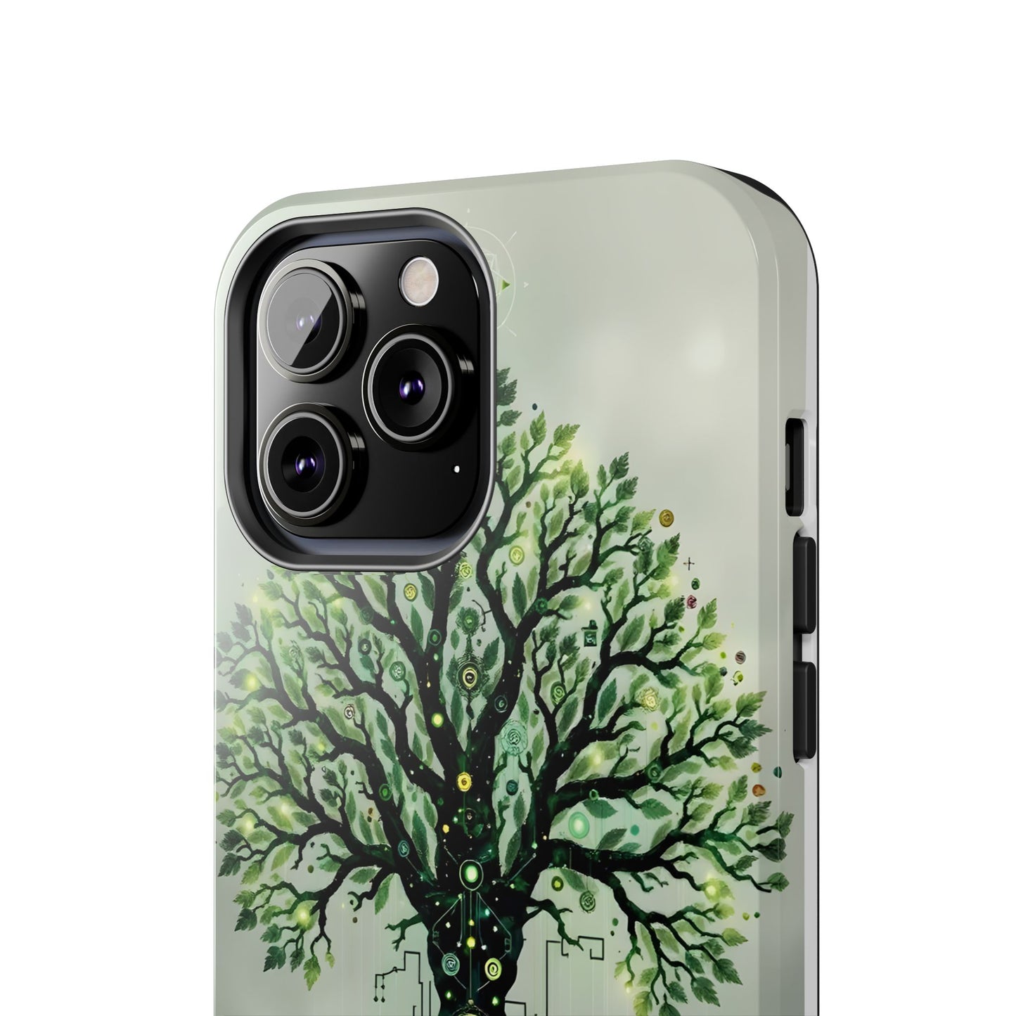 Nature-Inspired Tough Phone Case with Tech Tree Design - for iPhone