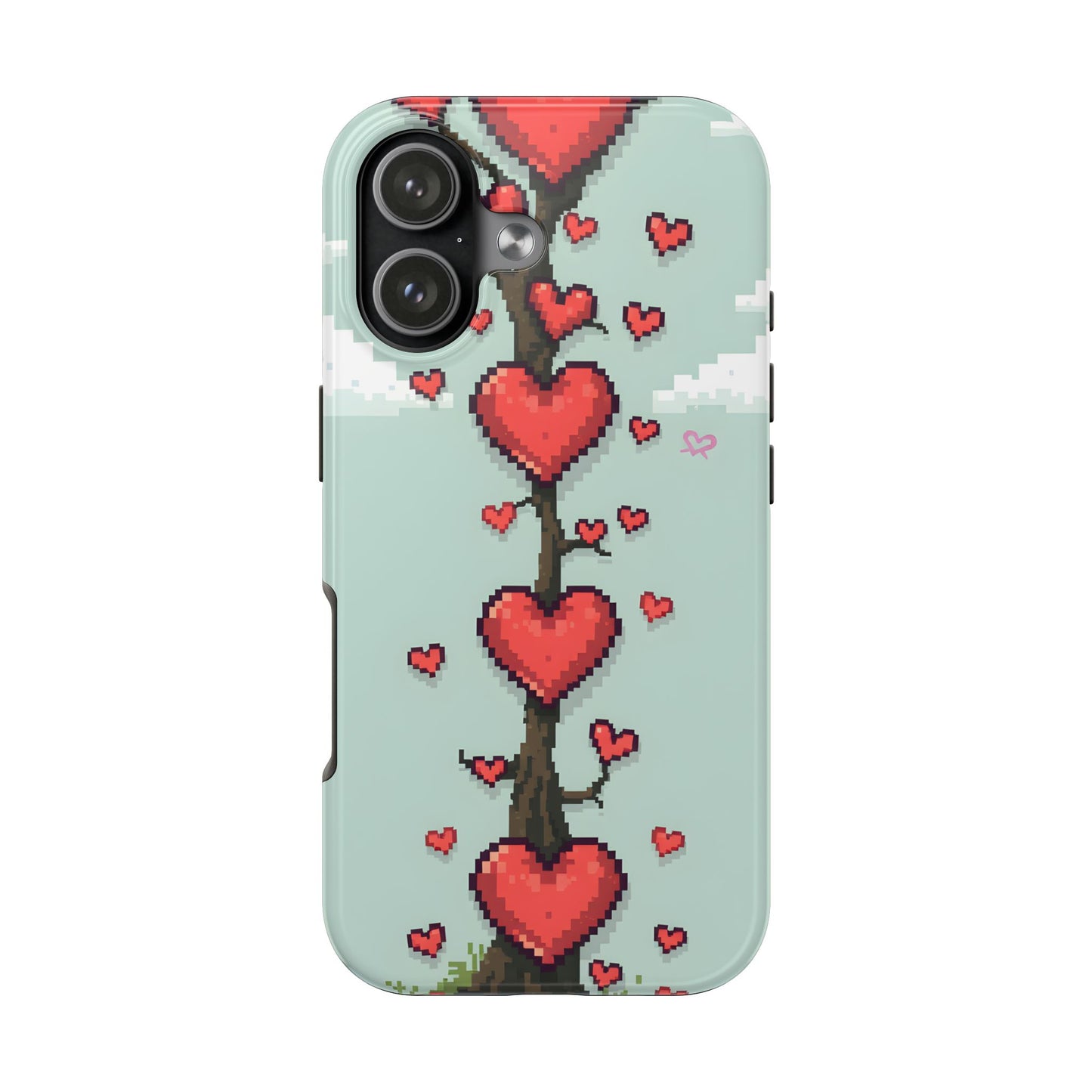 Pixelated Love Hearts Tree | Tough Phone Case - Cute Design - for iPhone