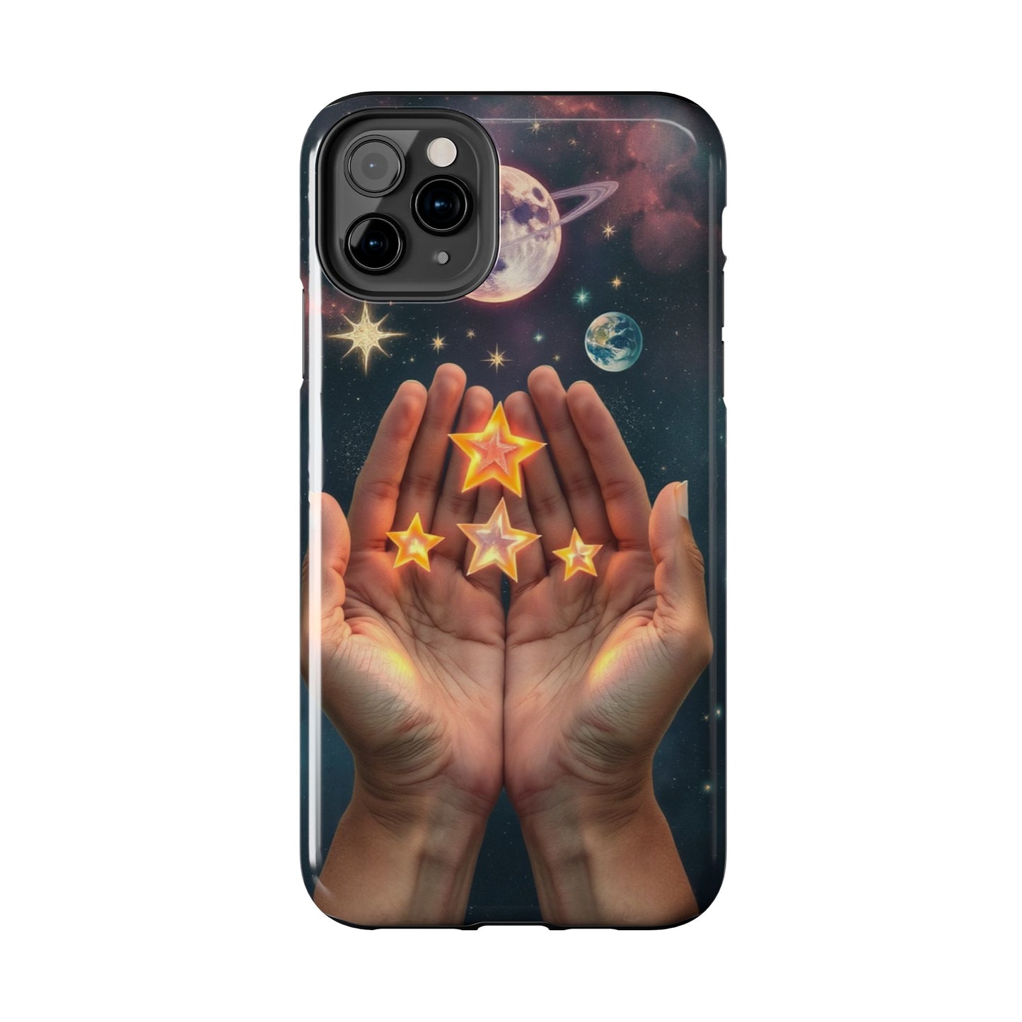 Galaxy Hands Tough Phone Case - Celestial Design for Star Lovers