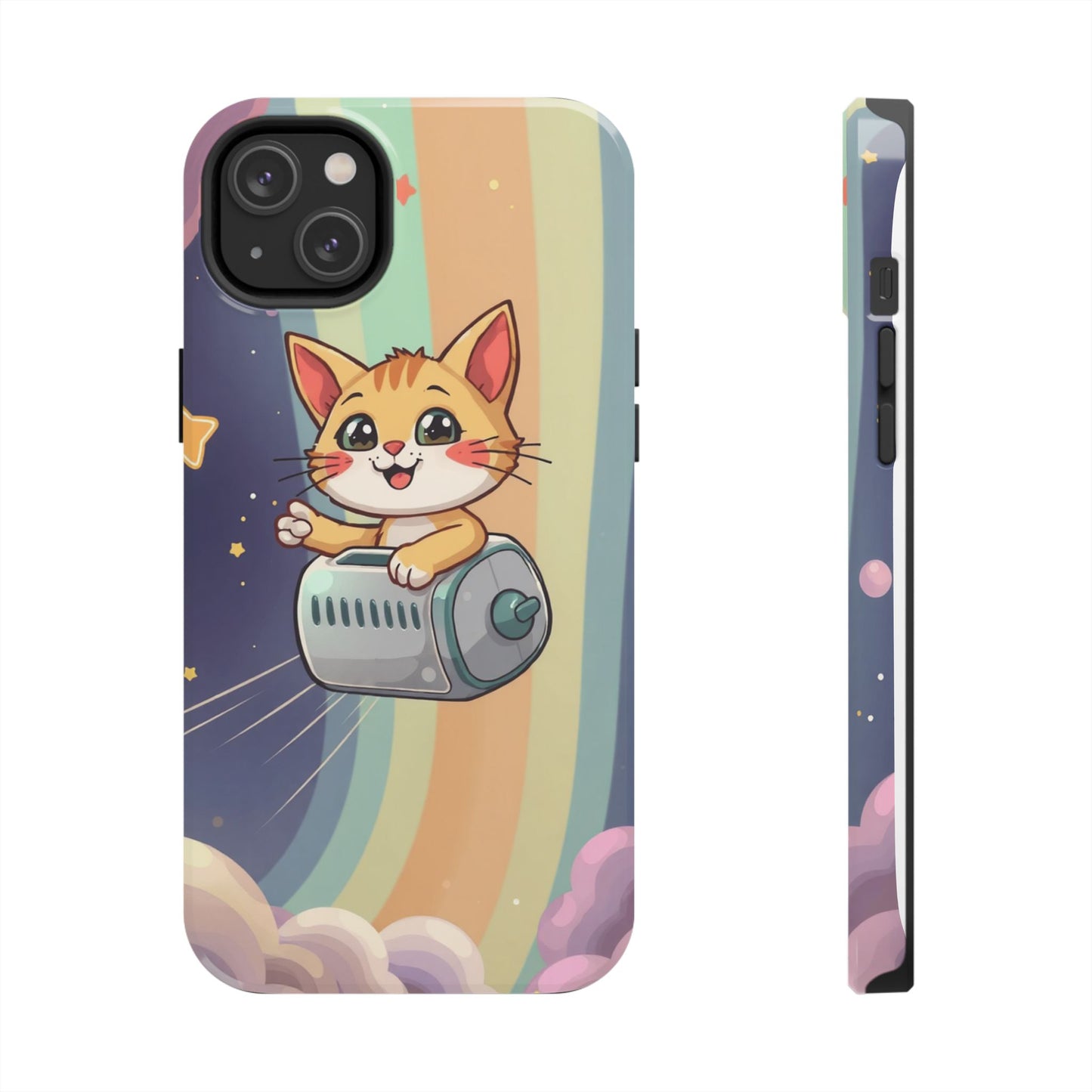 Cute Cat Rocket Phone Case - Vibrant and Playful Tough Case