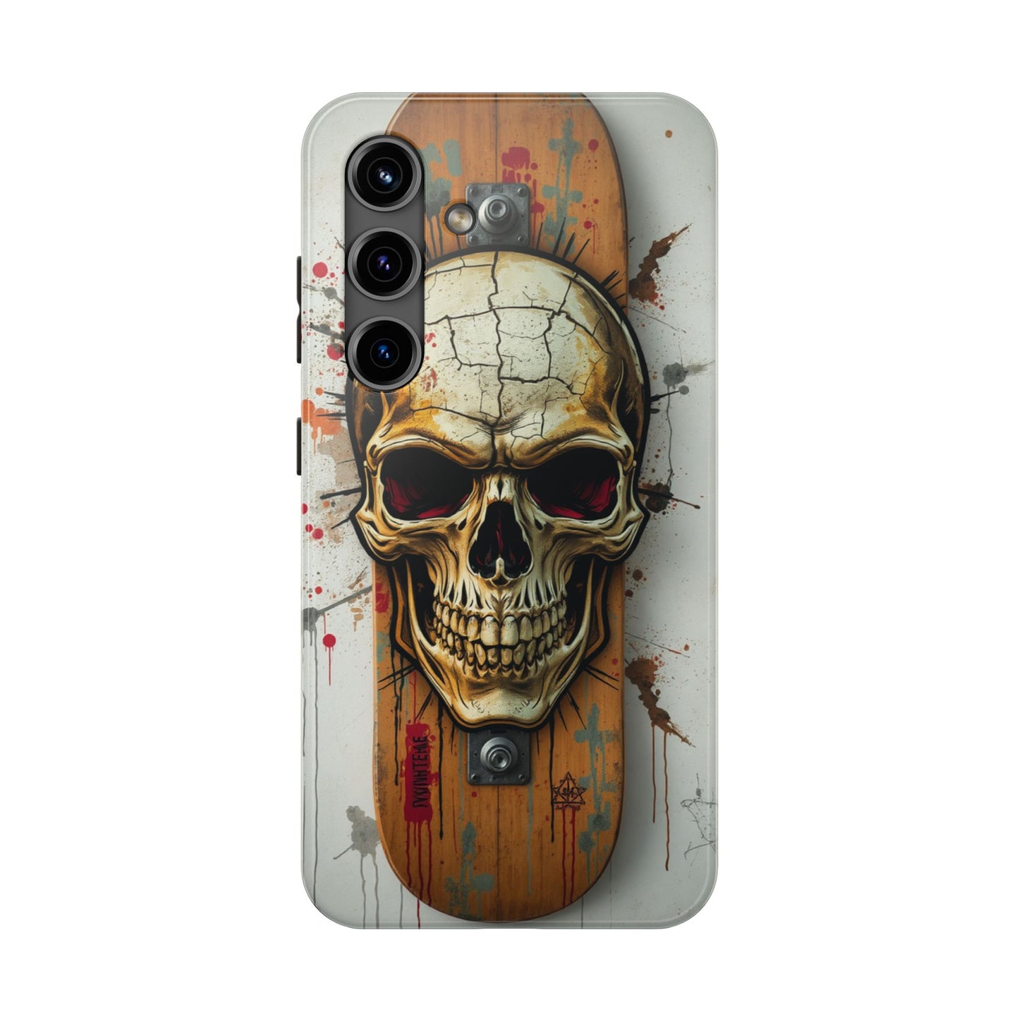 Edgy Skull Tough Phone Case - Durable Protection for Skateboard Enthusiasts