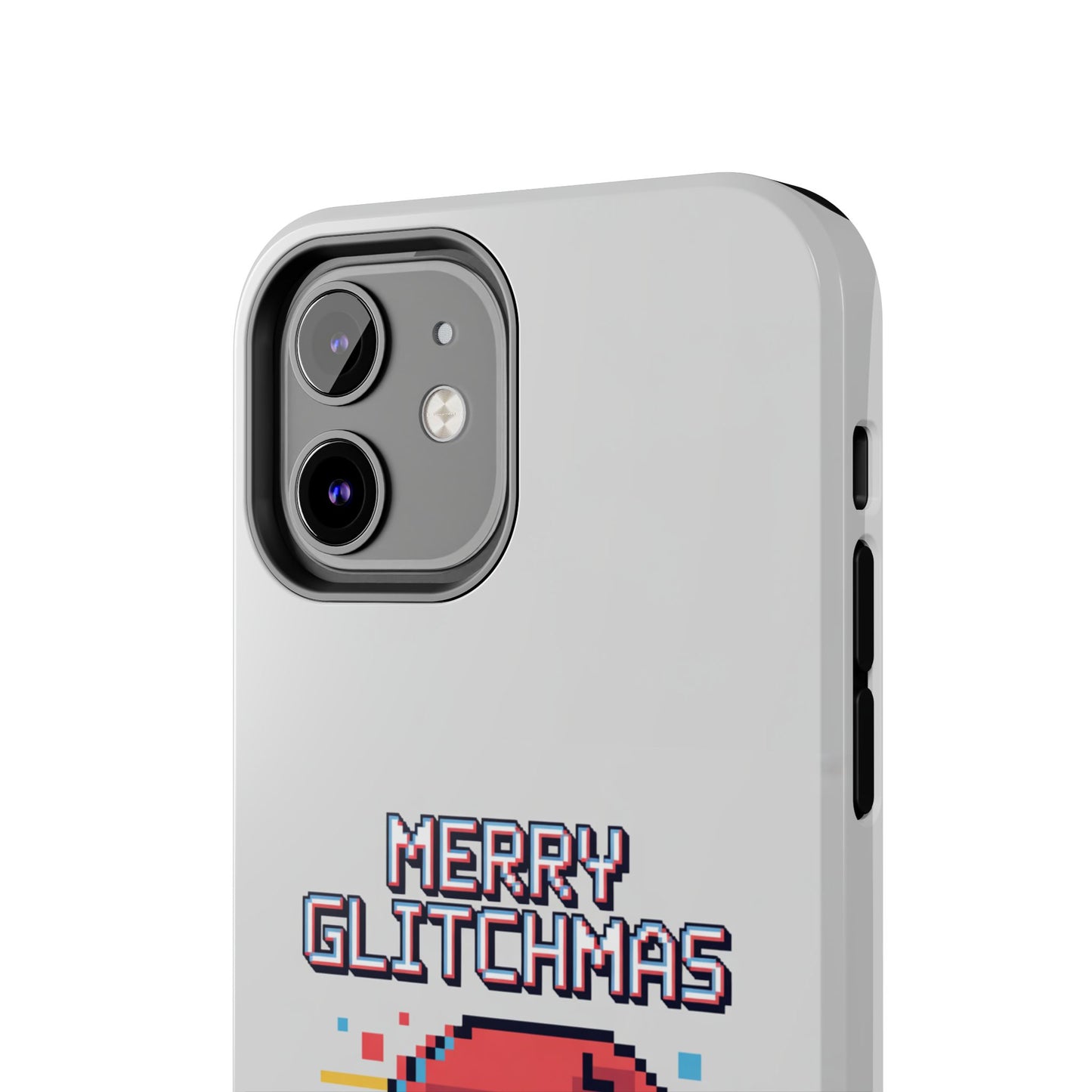 Merry Glitchmas Phone Case - Christmas Pixel Art Design for iPhone