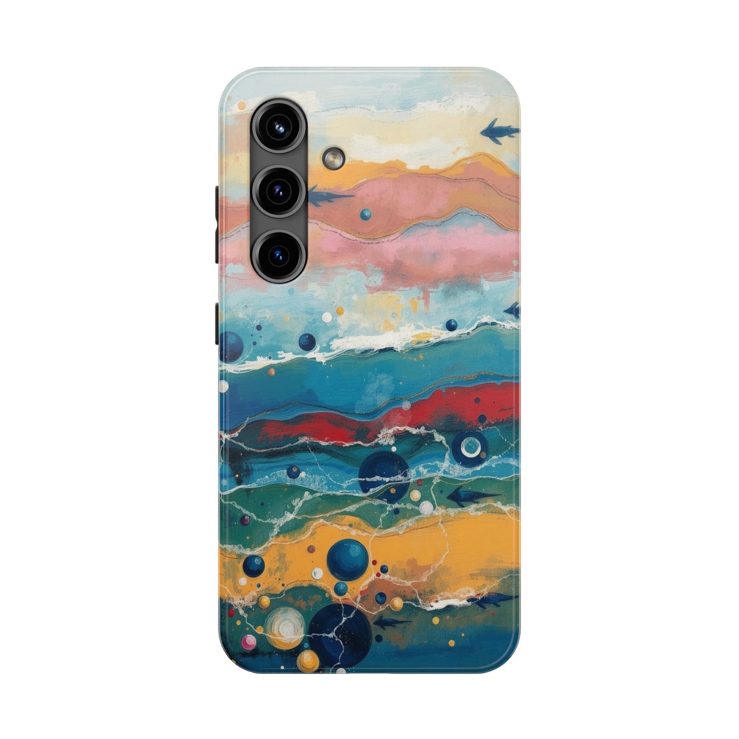 Artistic Tough Phone Case - Vibrant Waves Design for Unique Style