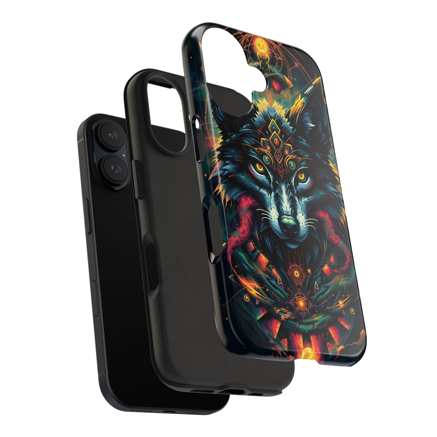 Vibrant Mystical Wolf Art Tough Phone Case - Durable & Unique Design for Animal Lovers - for iPhone