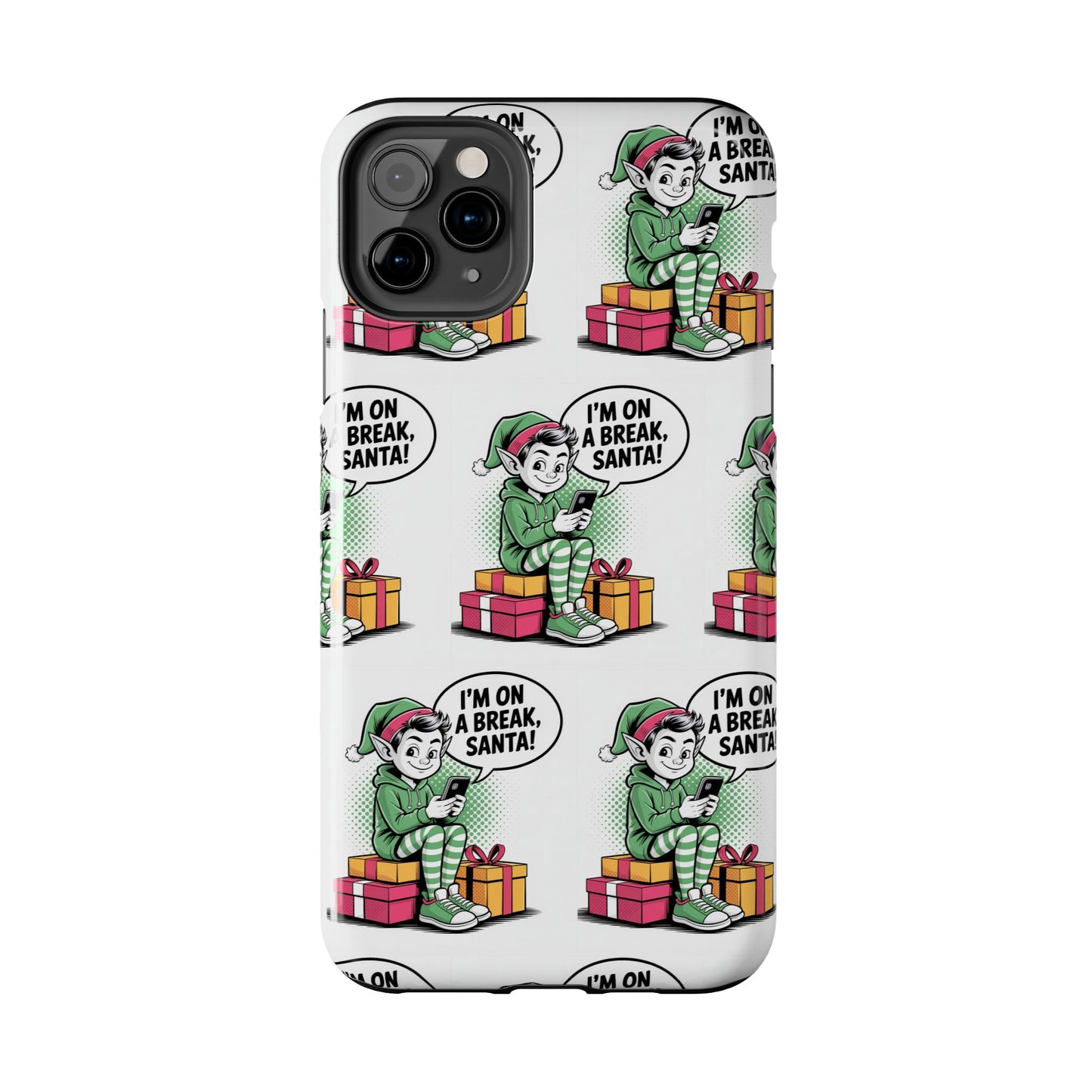Christmas Elf Tough Phone Case - I'm on a Break, Santa Pattern!