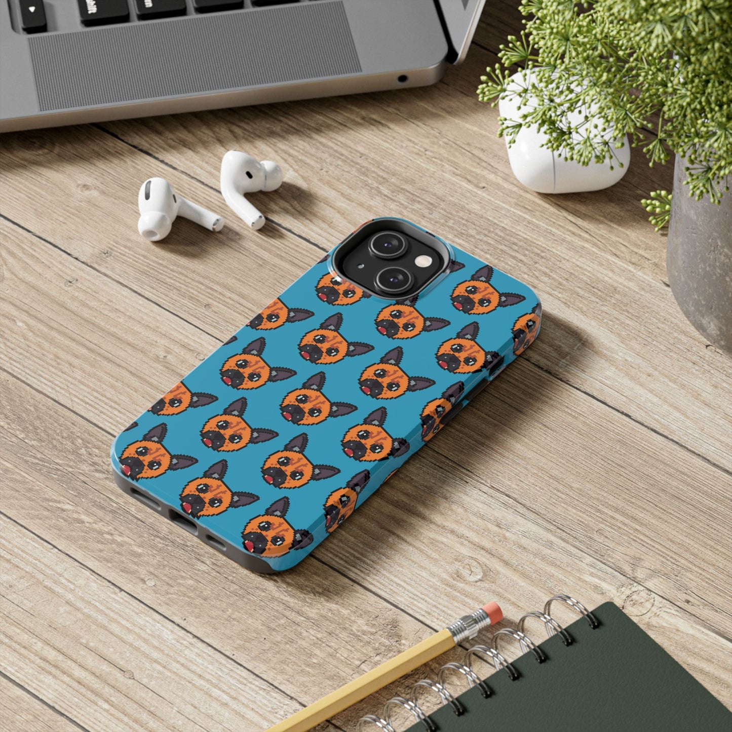 Cute Orange Dog Pixel Art Pattern Tough Phone Case - Fun & Durable Protection - for iPhone
