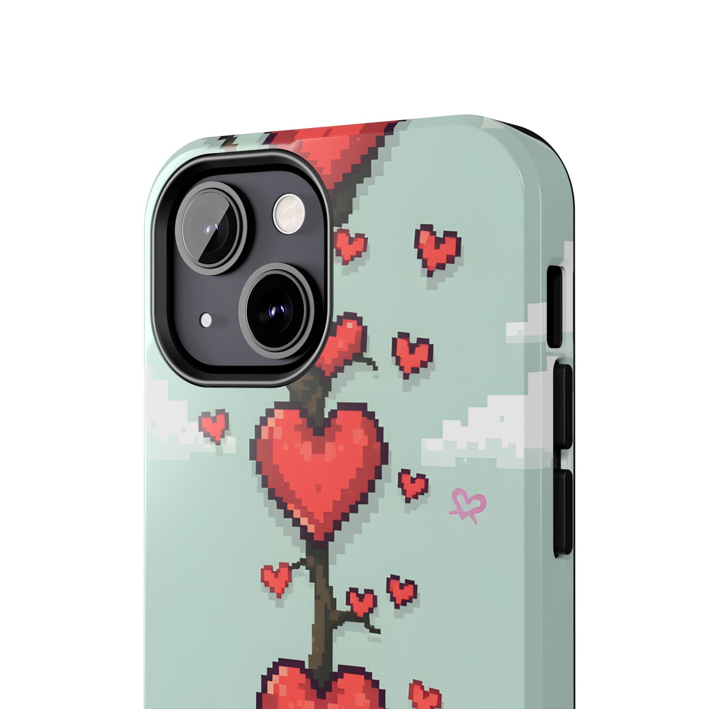 Pixelated Love Hearts Tree | Tough Phone Case - Cute Design - for iPhone