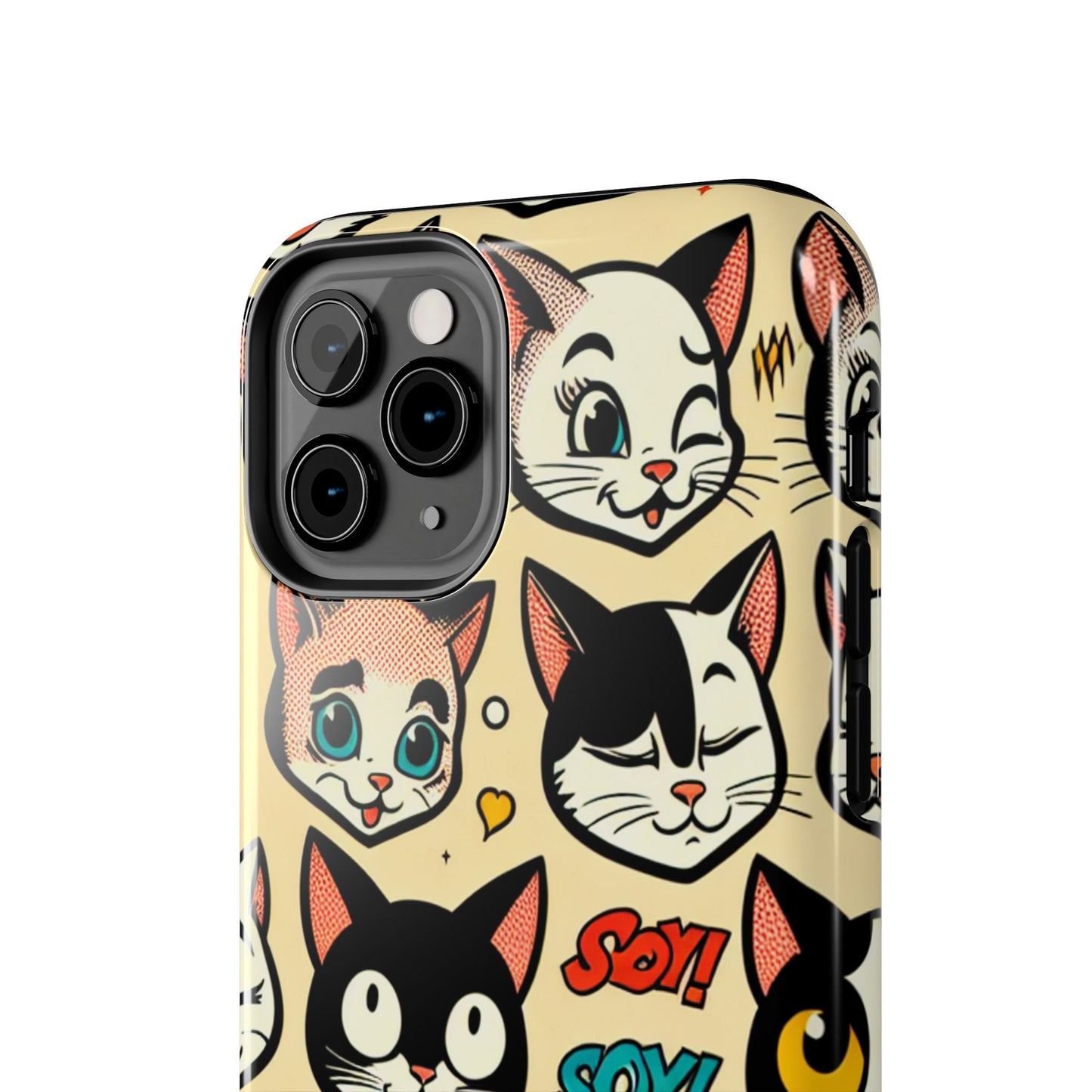 Playful Cat-Themed Tough Phone Case - Pet Pattern - for iPhone