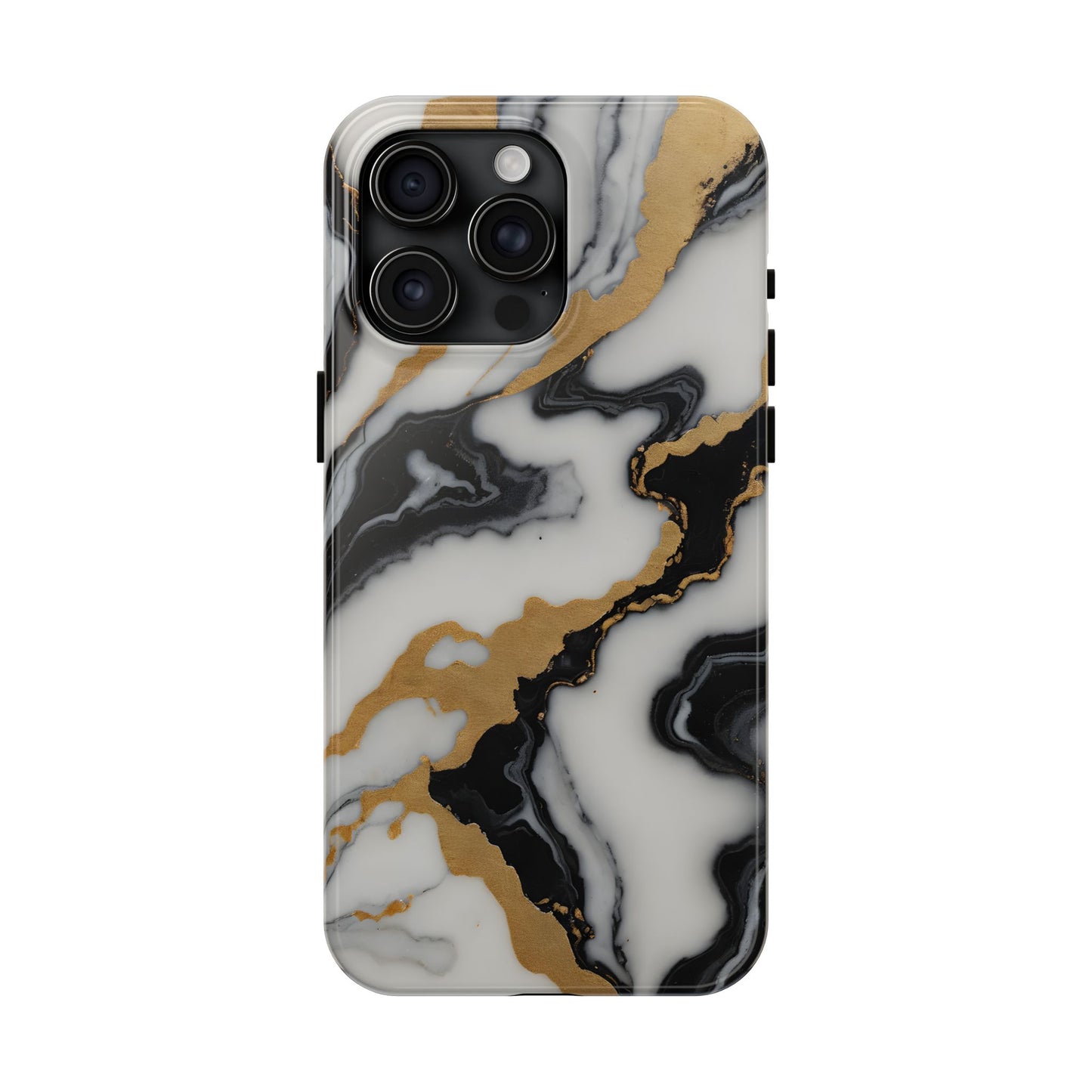 Elegant Gold Marble Tough Phone Case - Stylish Protection for Your iPhone